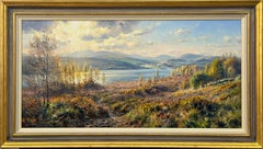 Oil Painting of a Scottish Loch in Inverness with Wild Deer by British Artist