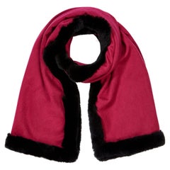 Rex Rabbit Fur Shawl Scarf in Berry Pink - Brand New