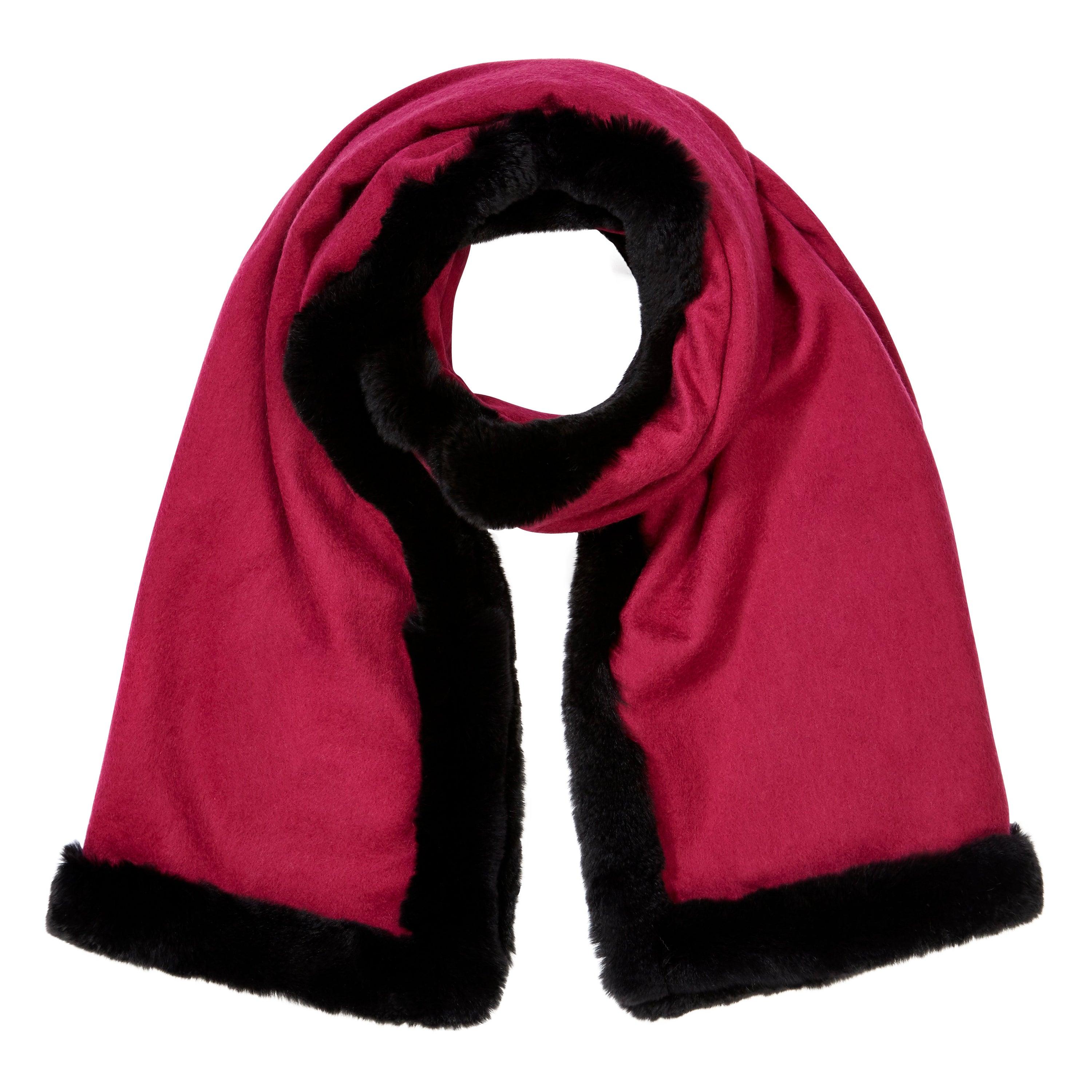 Rex Rabbit Fur Shawl Scarf in Berry Pink - Brand New 