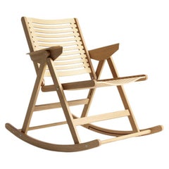 Rex Rocking Chair Natural Oak, Solid Frame + Plywood, Mid-Century Modern Style