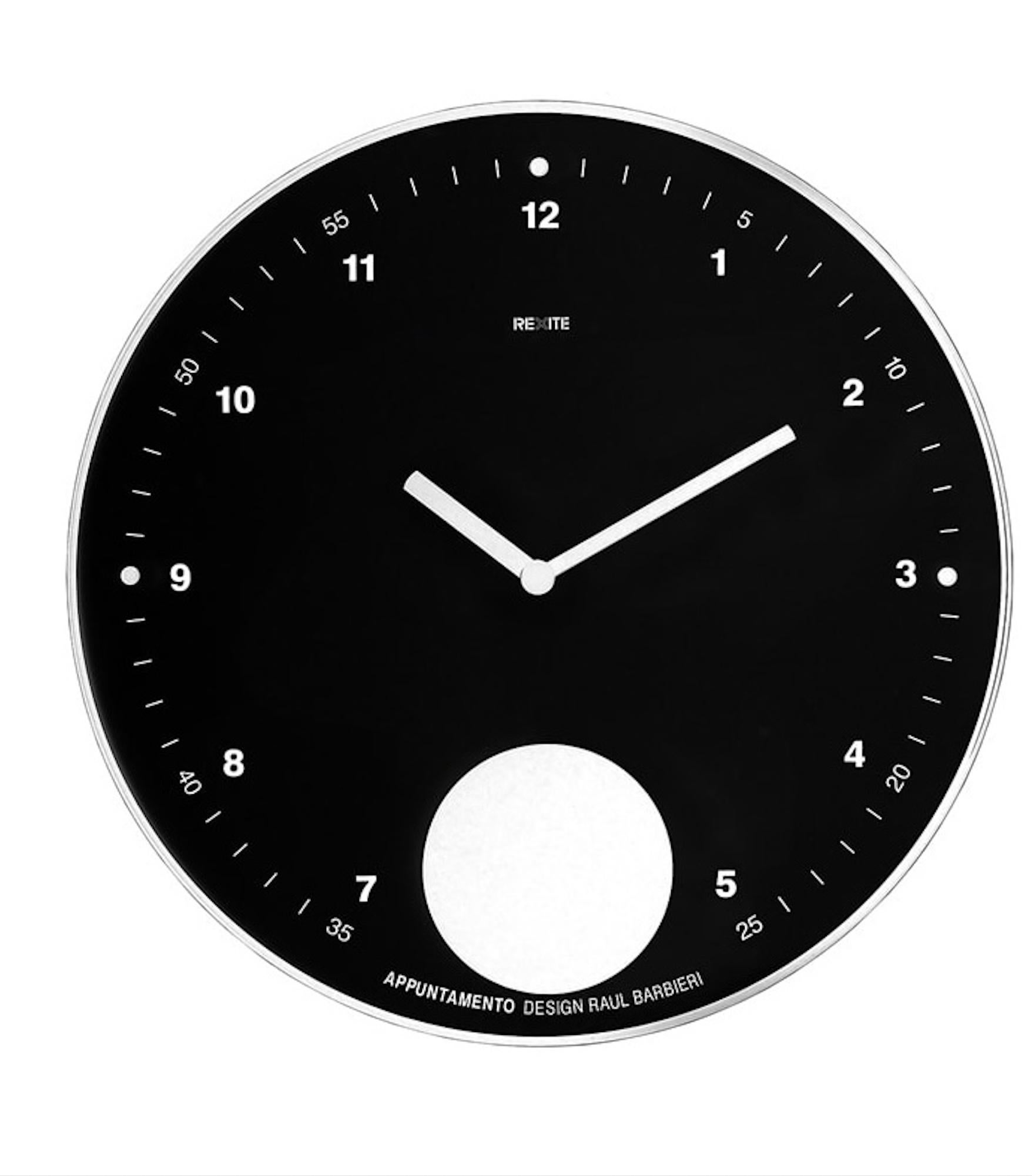 Italian Rexite – Appuntamento - Black - Wall Clock design Raul Barbieri For Sale