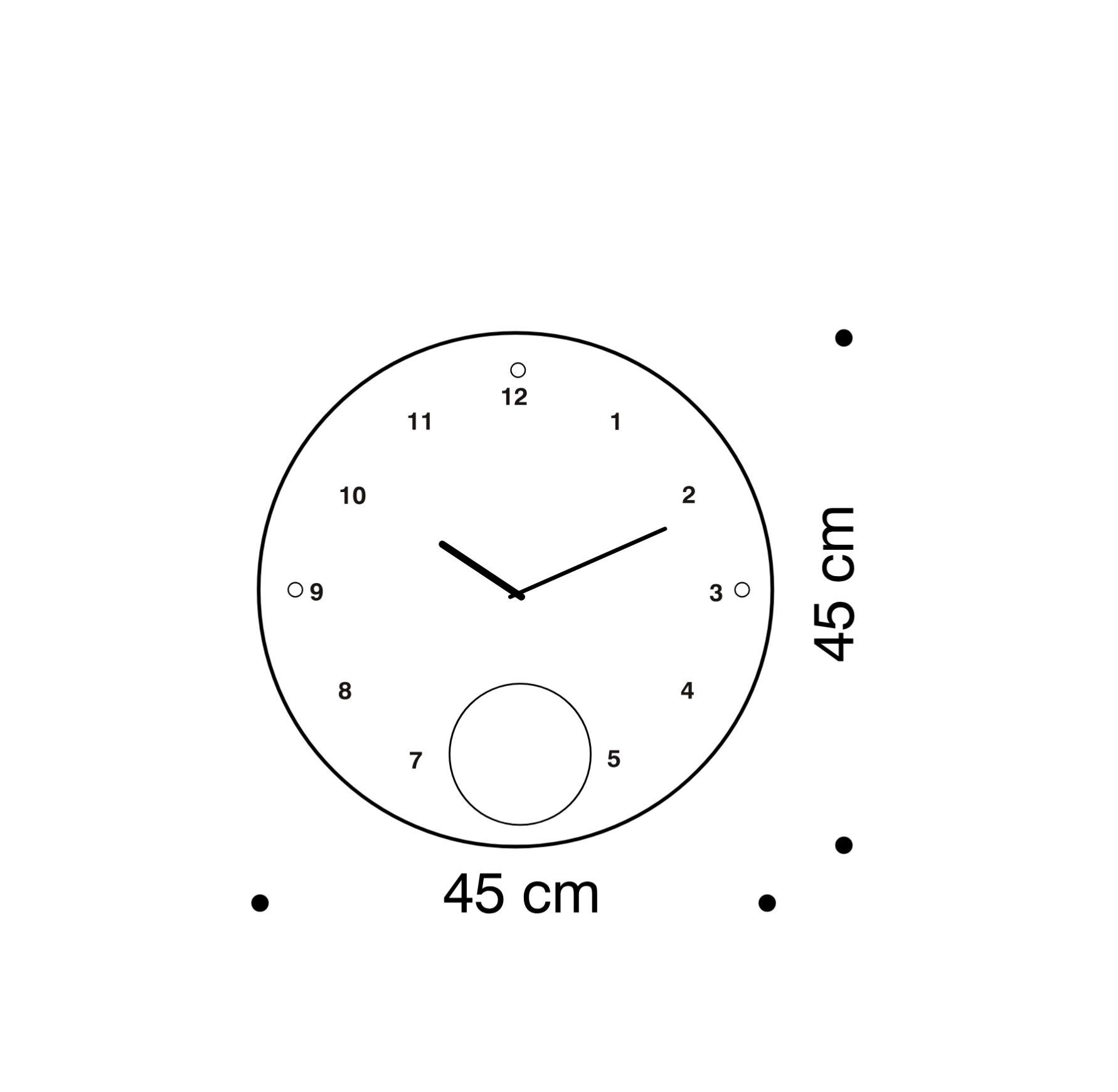 The Appuntamento Milleunanotte wall clock by Rexite is a poetic and enchanting interpretation of the classic pendulum clock. Its charm comes from the interplay of motion and imagery: the large midnight blue disc oscillates continuously, suspended