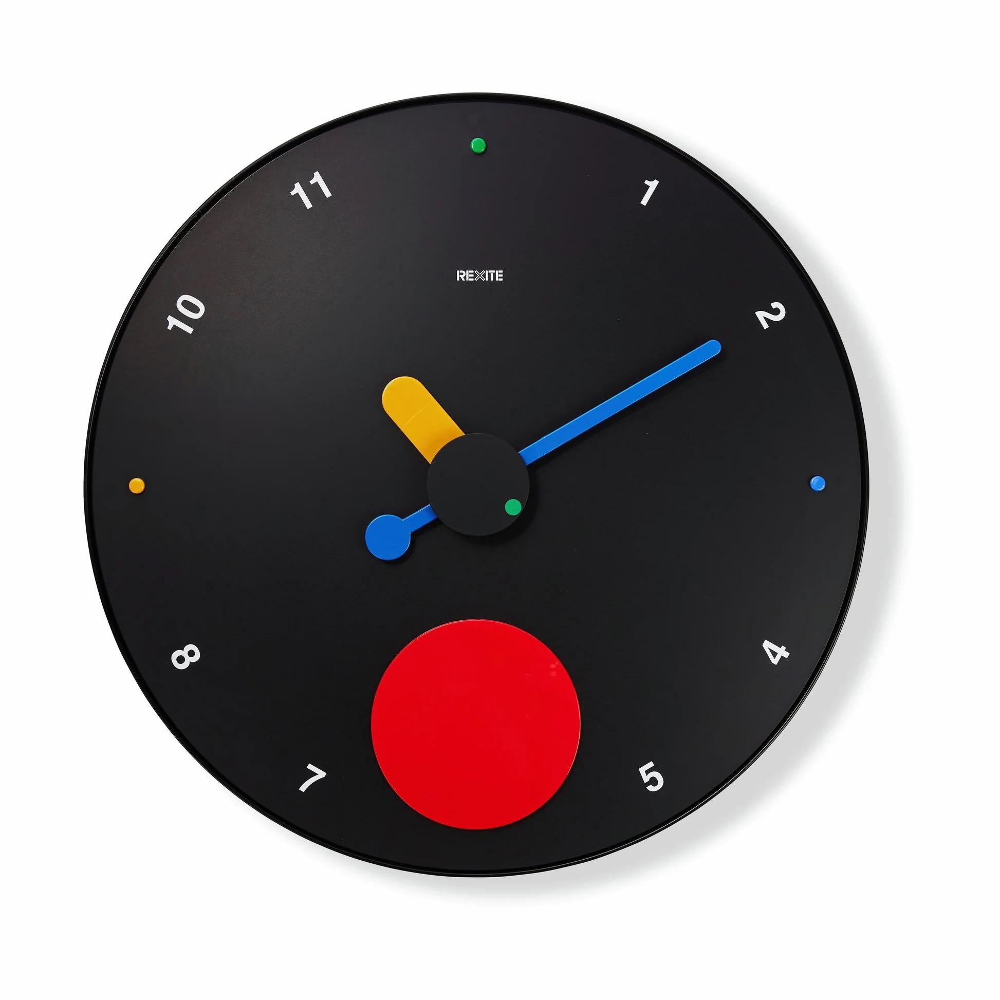 Italian Rexite – Contrattempo - Black - Wall Clock design Raul Barbieri For Sale