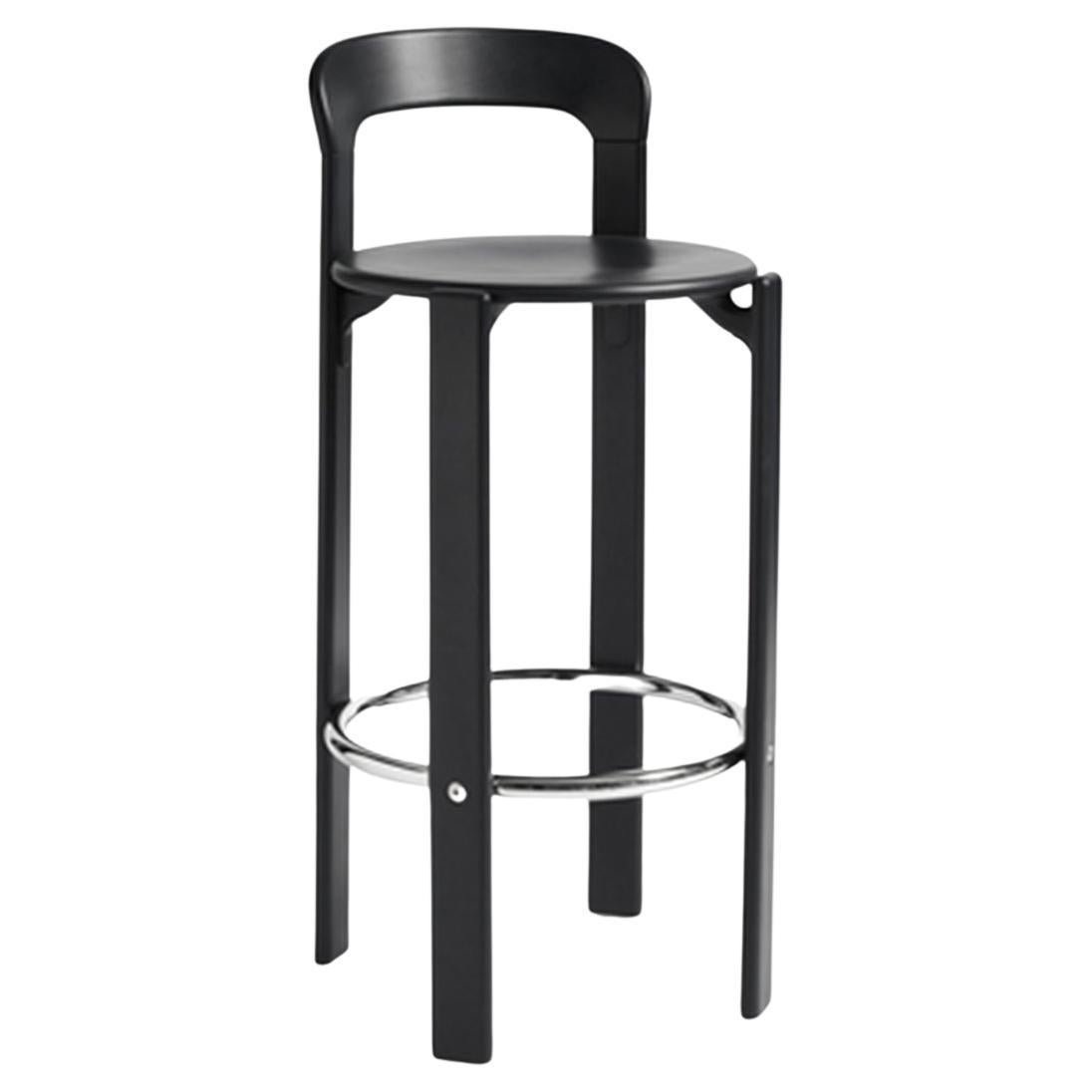 Rey Bar Stool in Deep Black Design by Bruno Rey for Dietiker with Hay 