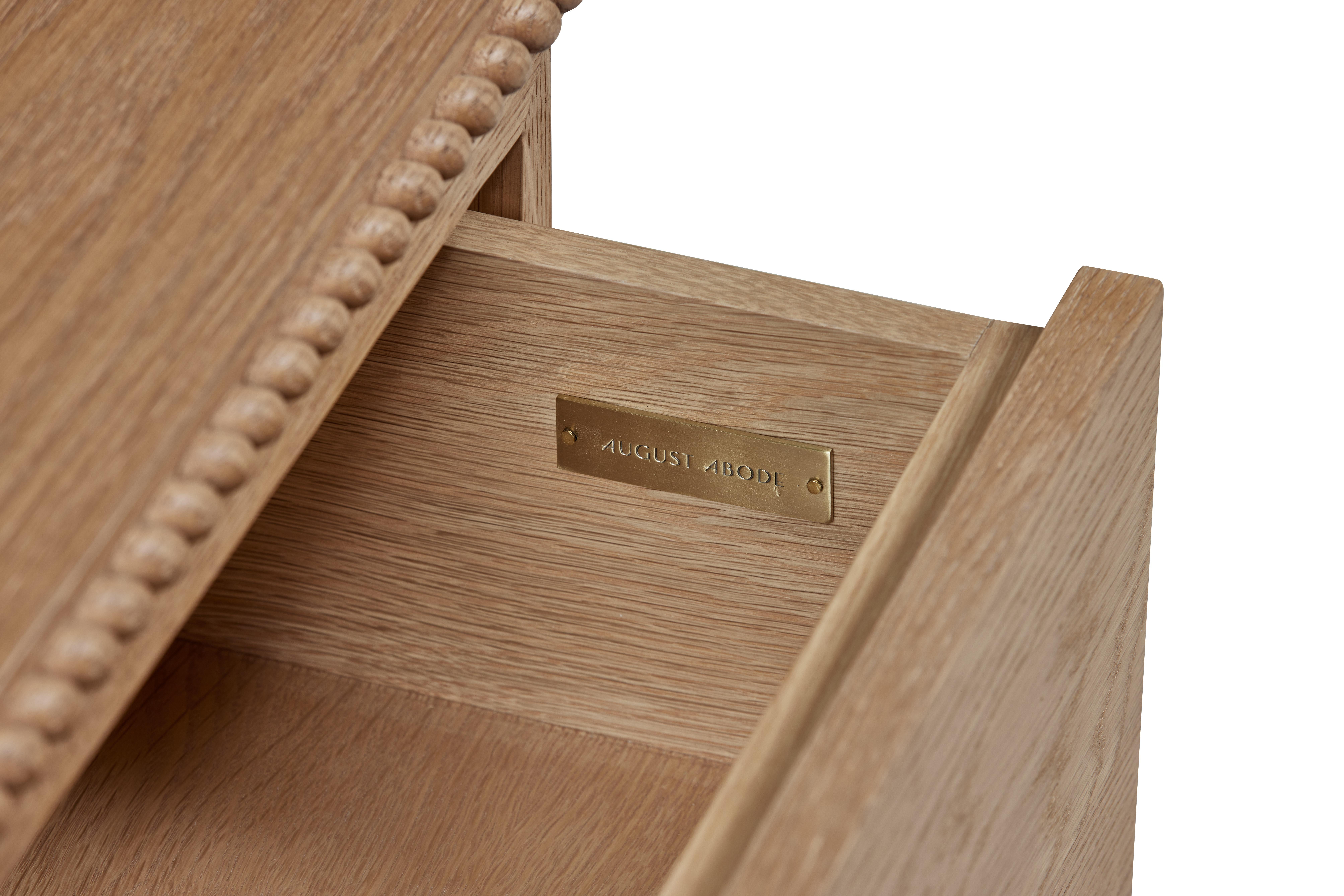 American Rey Bedside Table, in Summer Aged Oak, by August Abode For Sale