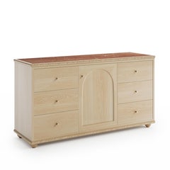 Rey Credenza, in Natural White Oak and Rojo Marble, by August Abode