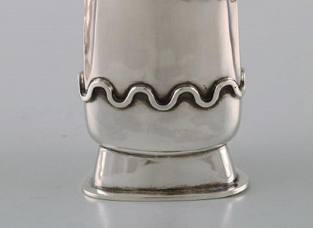 Scandinavian Modern Rey Urban, Swedish Silversmith, Modernist Vase in Sterling Silver