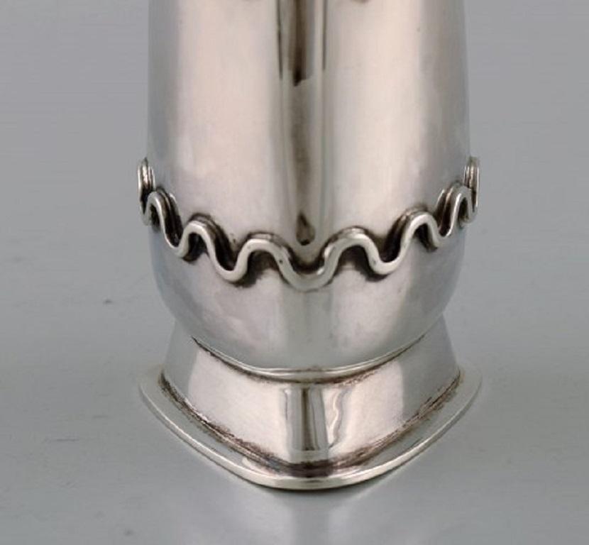 Mid-20th Century Rey Urban, Swedish Silversmith, Modernist Vase in Sterling Silver