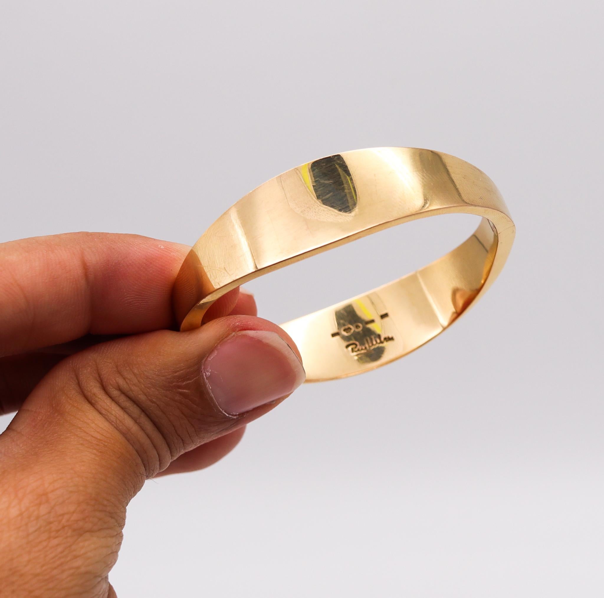 Rey Urban 1969 Sweden Geometric Wavy Bangle Bracelet in Solid 18k Yellow Gold 2