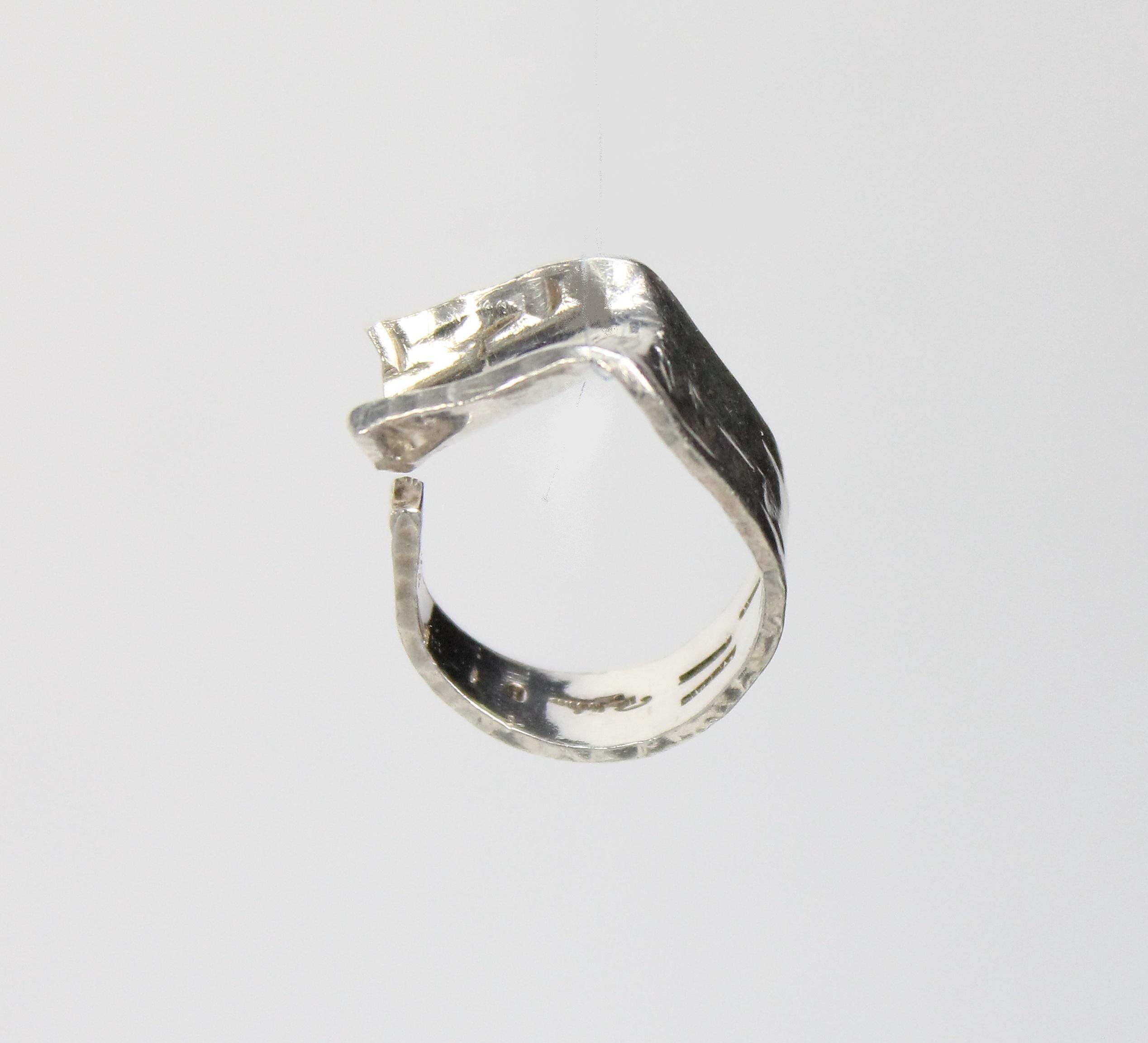 Rey Urban for Aage Fausing, Bracelet and Ring in Sterling Silver circa 1970, Set For Sale 3