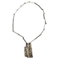 Rey Urban for Age Fausing Midcentury Brutalist Necklace Sterling Silver Denmark