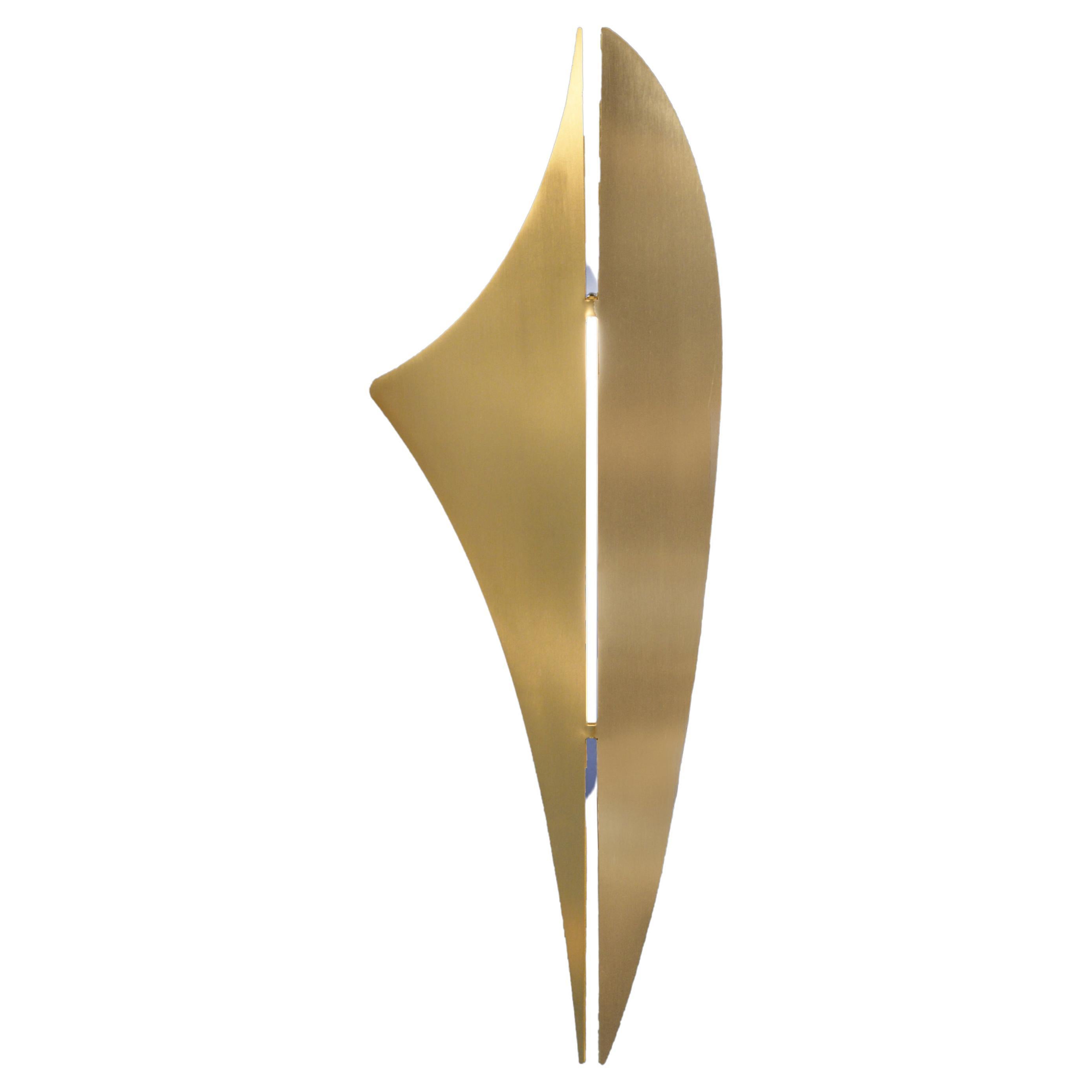 REY Sculptural Wall Light in Brushed Brass Made in the UK For Sale