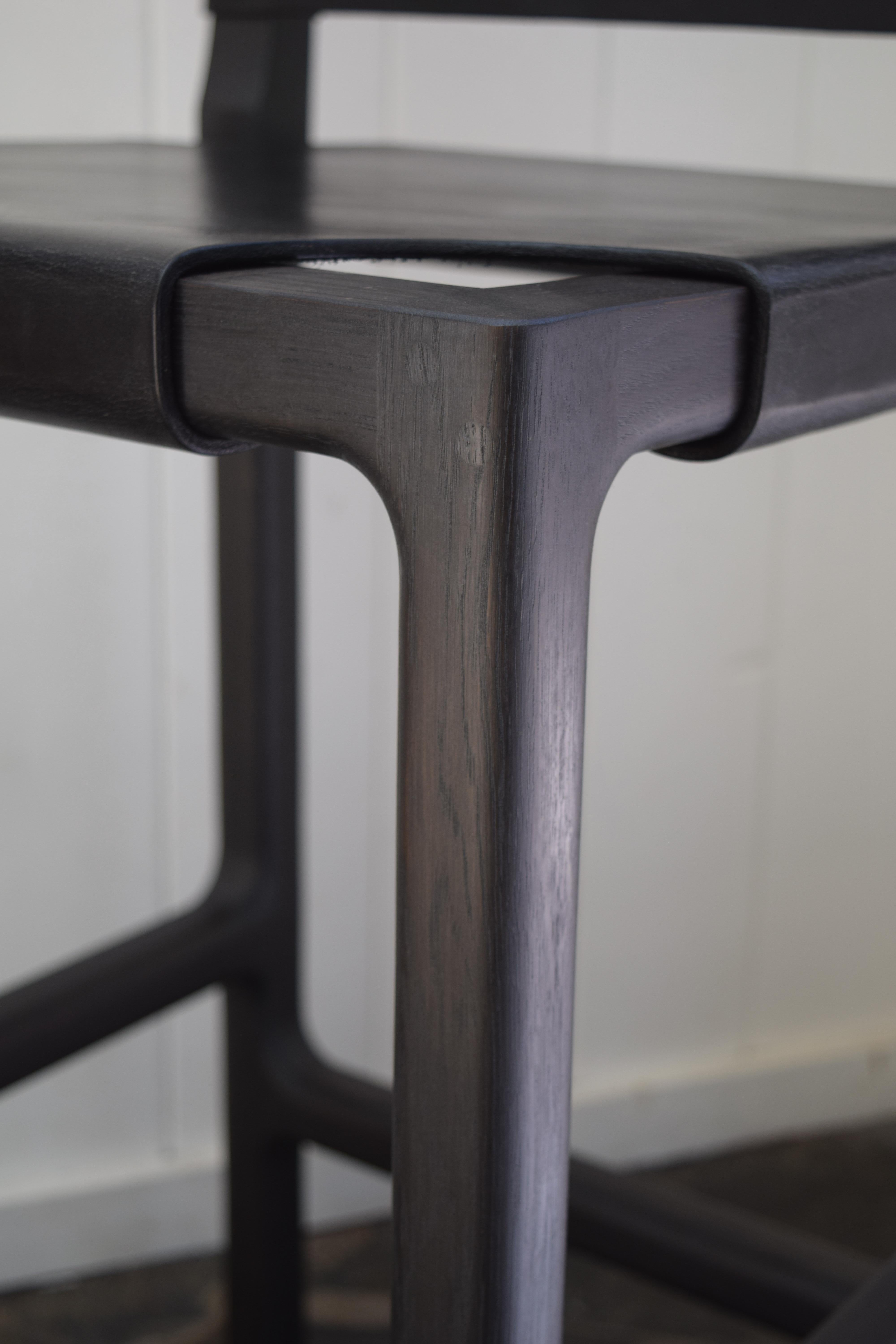 American Reyes Counter Stool in Ebonized Oak with Black Leather For Sale