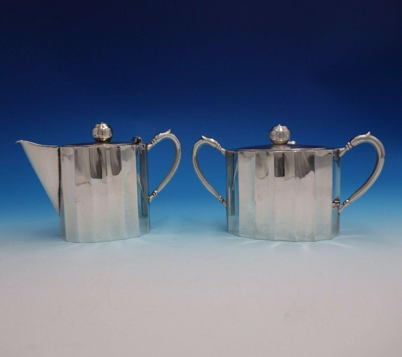 Reyes Mexican Mexico Sterling Silver Tea Set 7pc Mid-Century Modern (#4736) For Sale 1