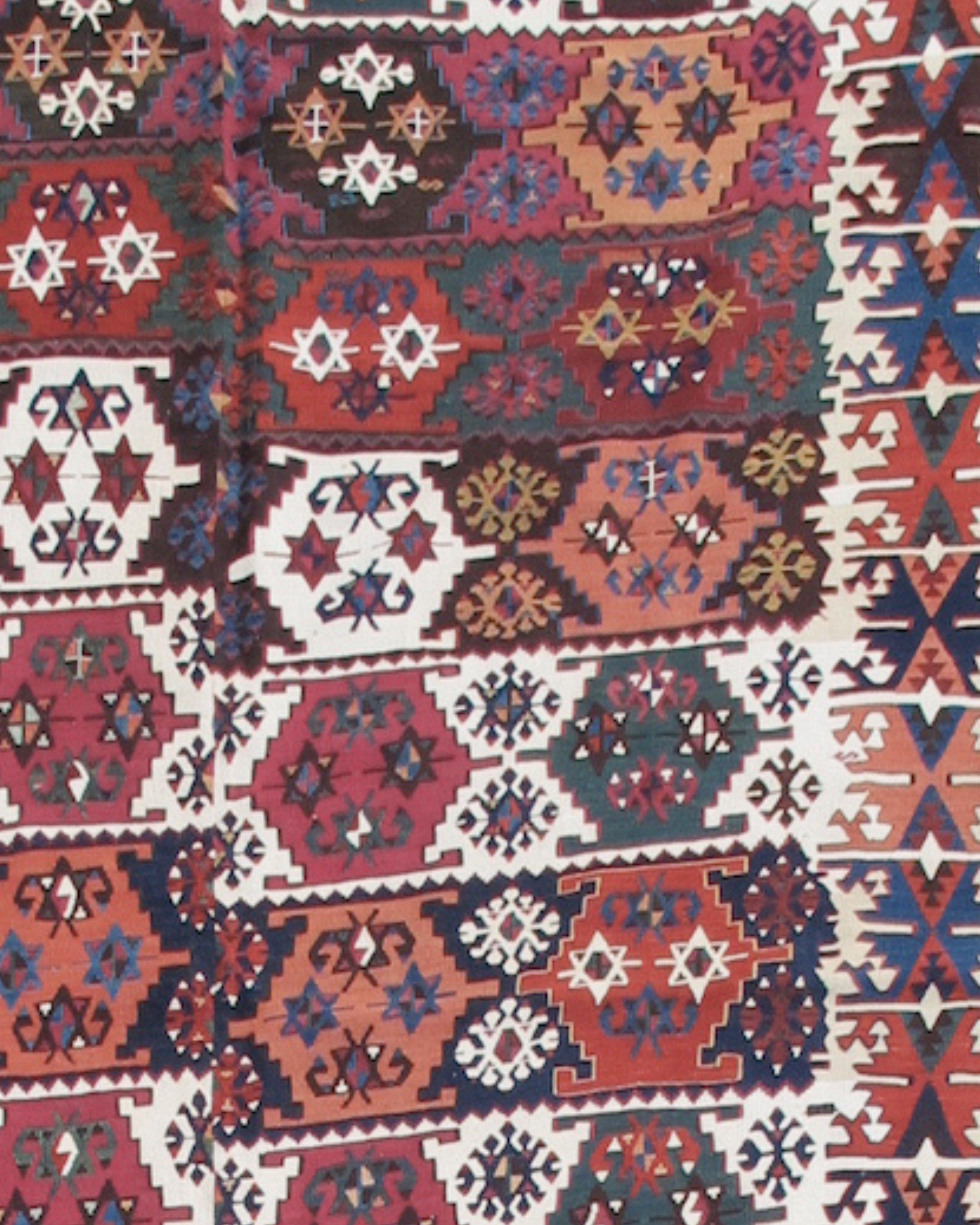 Hand-Woven Antique Anatolian Reyhanli Kilim Rug, 19th Century For Sale