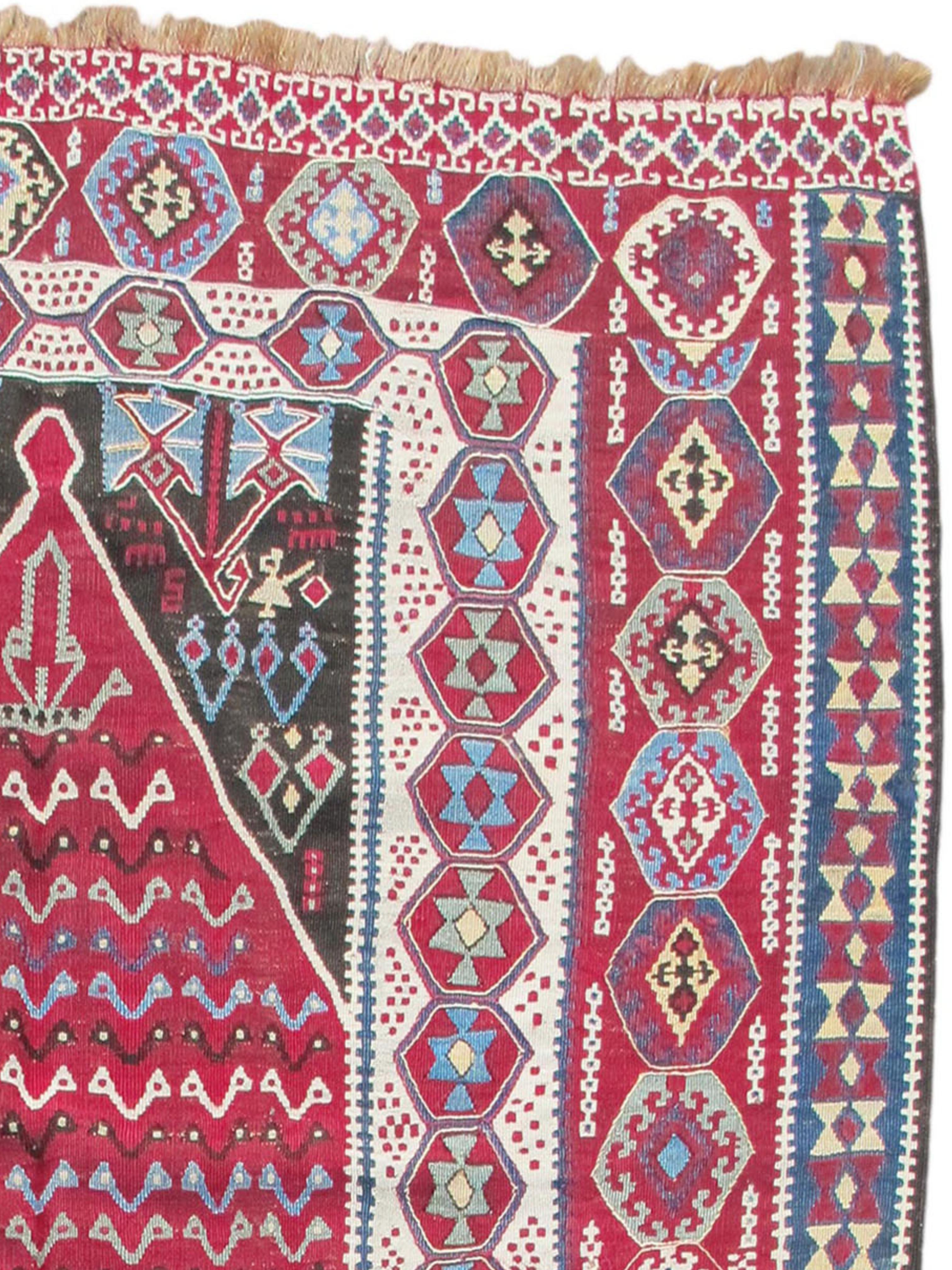 Annodato a mano Kilim da preghiera di Reyhanli, fine XIX secolo in vendita