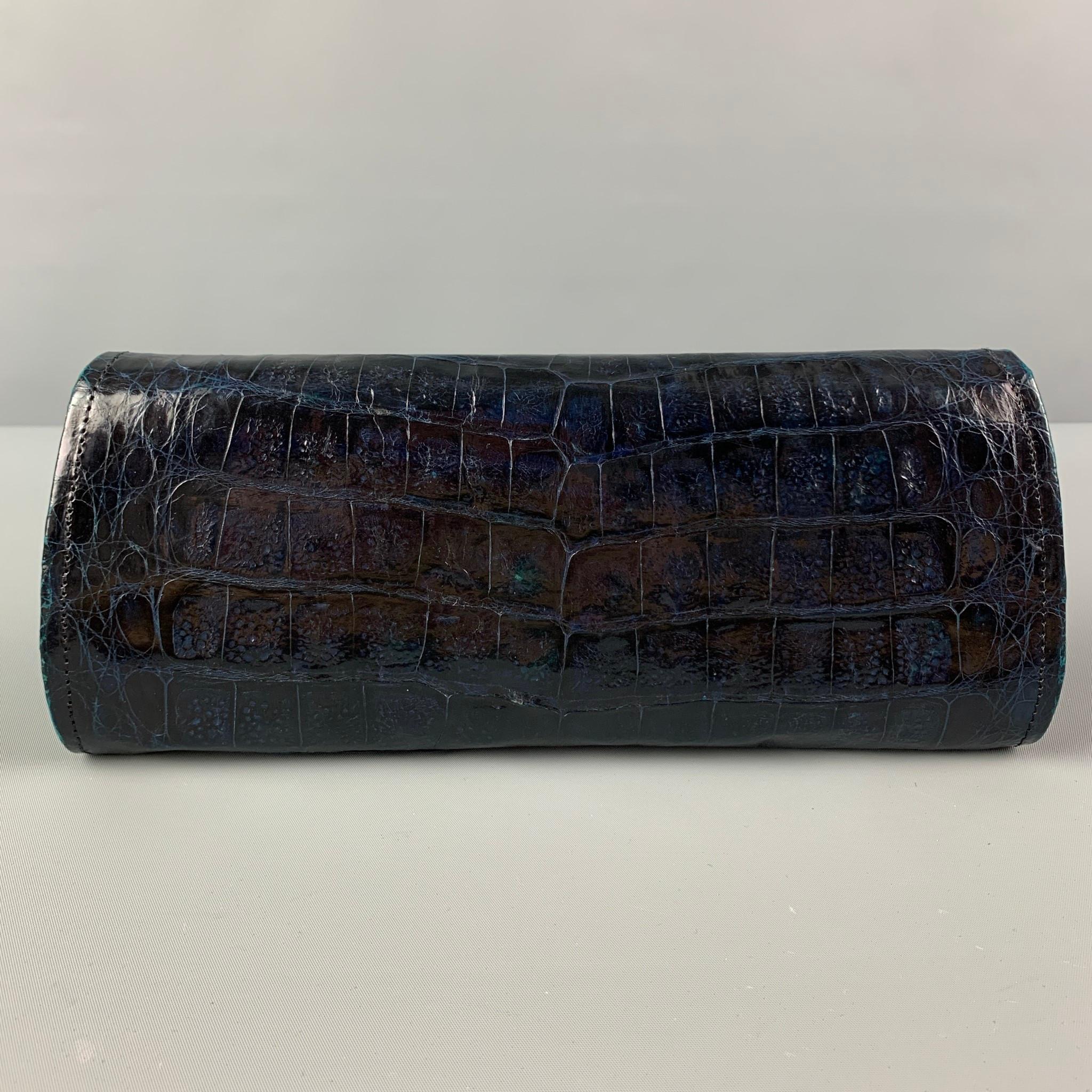 Women's REYNA ICAZA Black Alligator Leather Camden Clutch