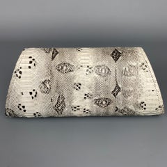 REYNA ICAZA Grey & Black Snake Skin Clutch