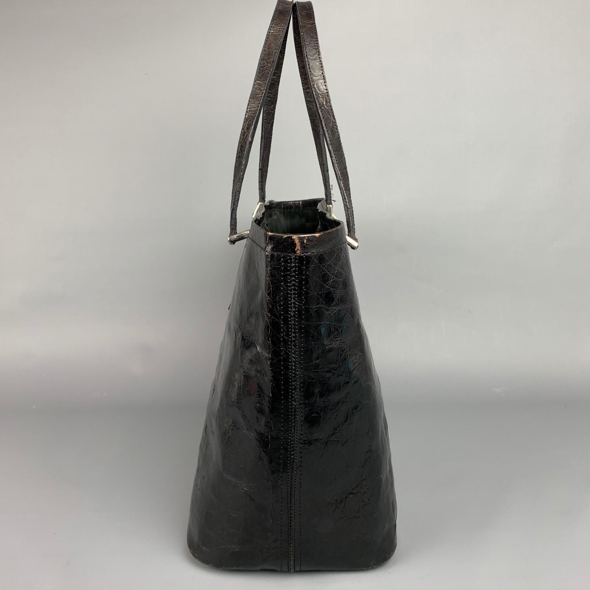 REYNA ICAZA Montecito Black Leather Alligator Tote Handbag For Sale at ...