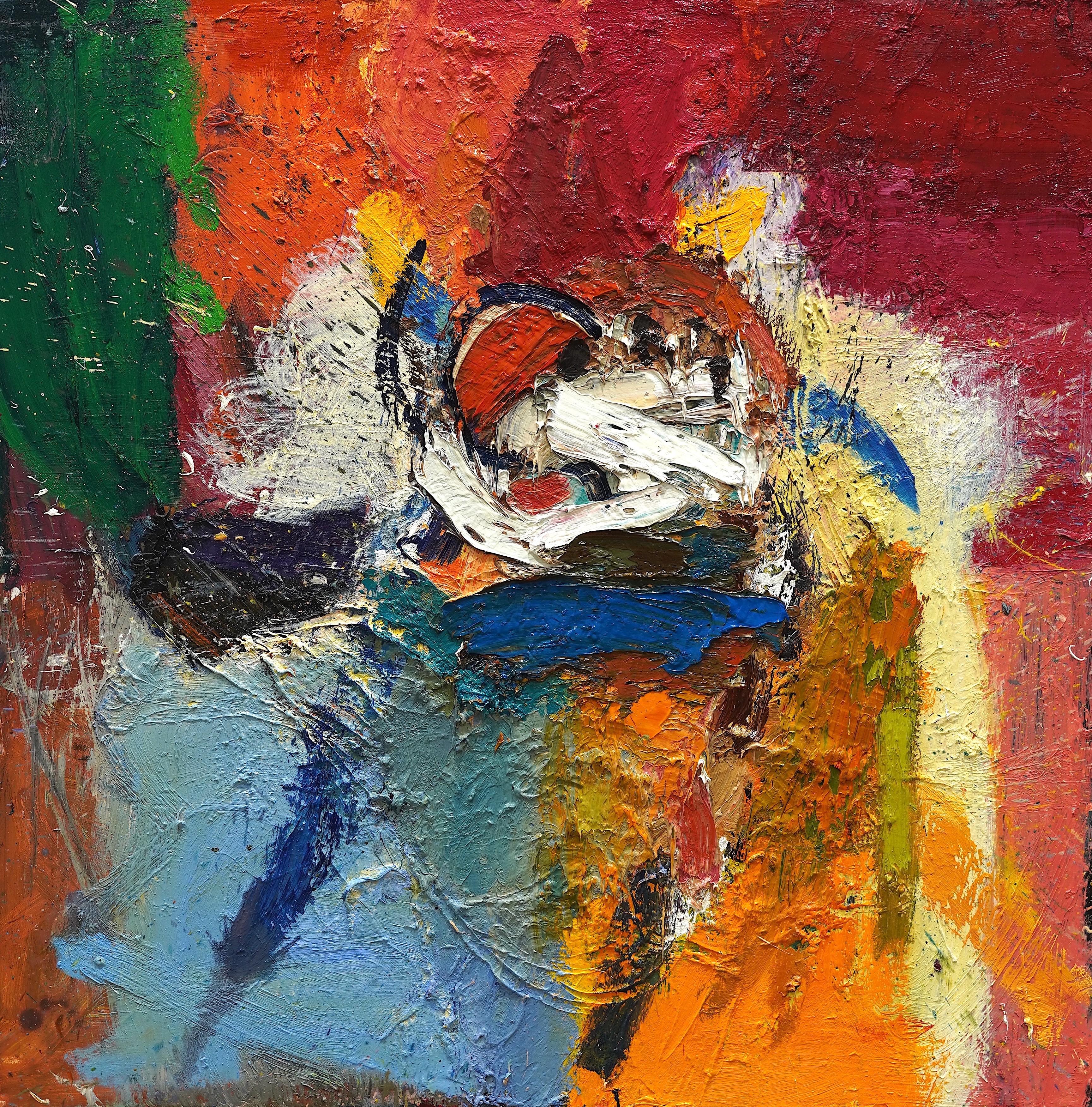Reynier Ferrer Abstract Painting - Waiting for a Friend     48 X 48