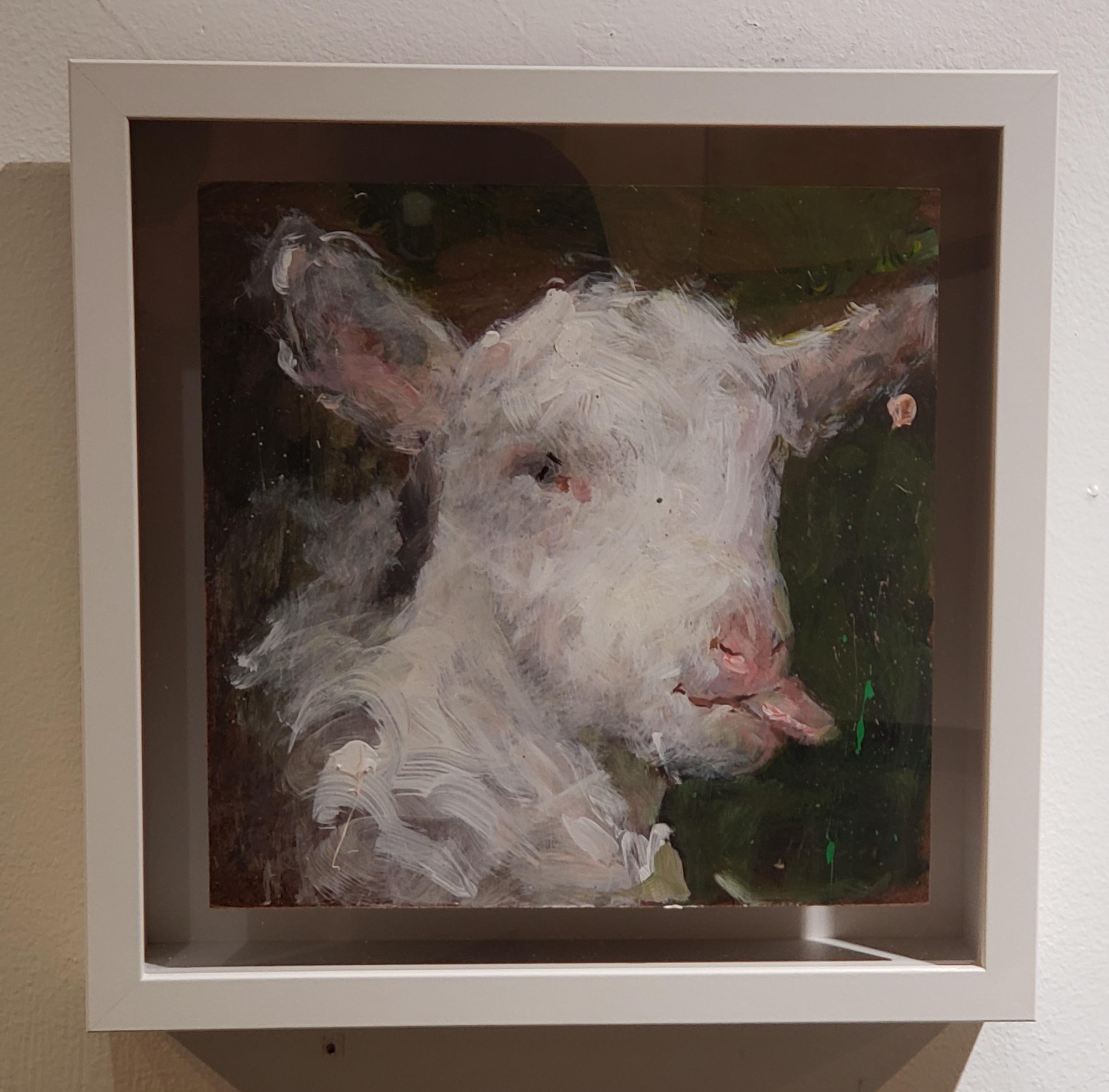 Feliz, Lamb Painting, Cuban Artist, Museums  and International Collectors For Sale 2