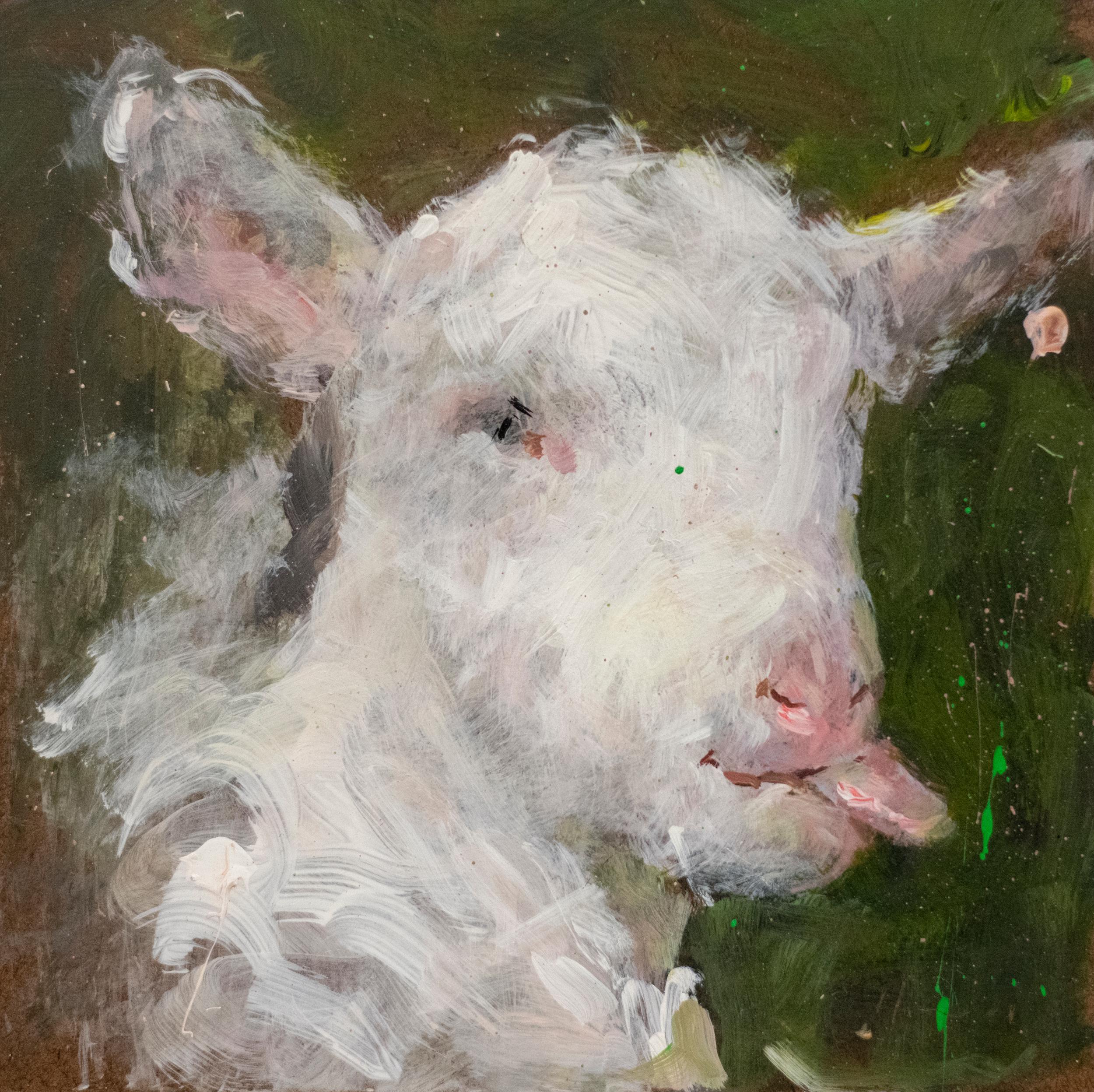 Reynier Llanes Animal Painting - Feliz, Lamb Painting, Cuban Artist, Museums  and International Collectors