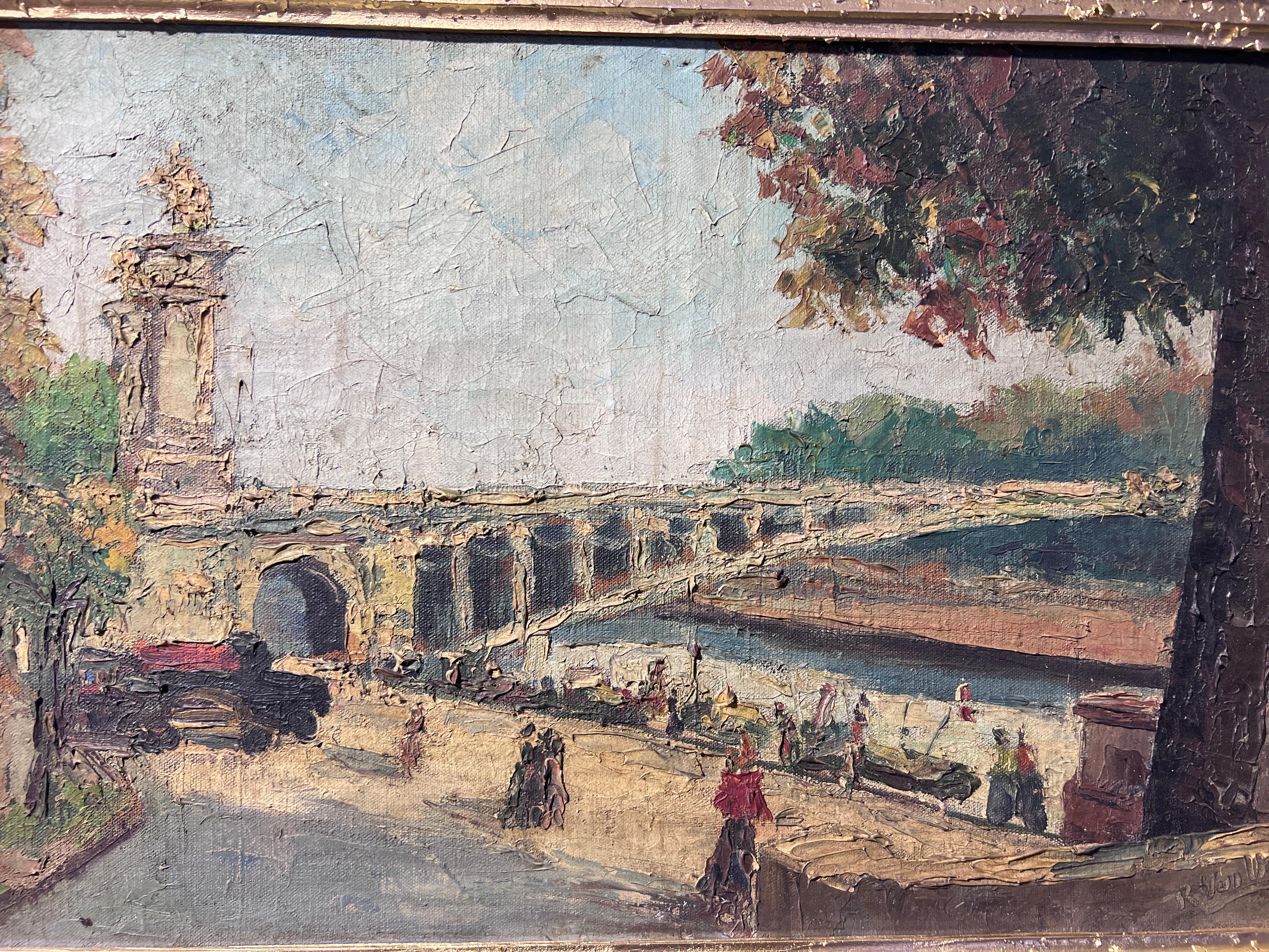 1948 Reynold Vuilleumier (svizzero, 1904 - 1987) dipinto a olio su tela, paesaggio urbano 1