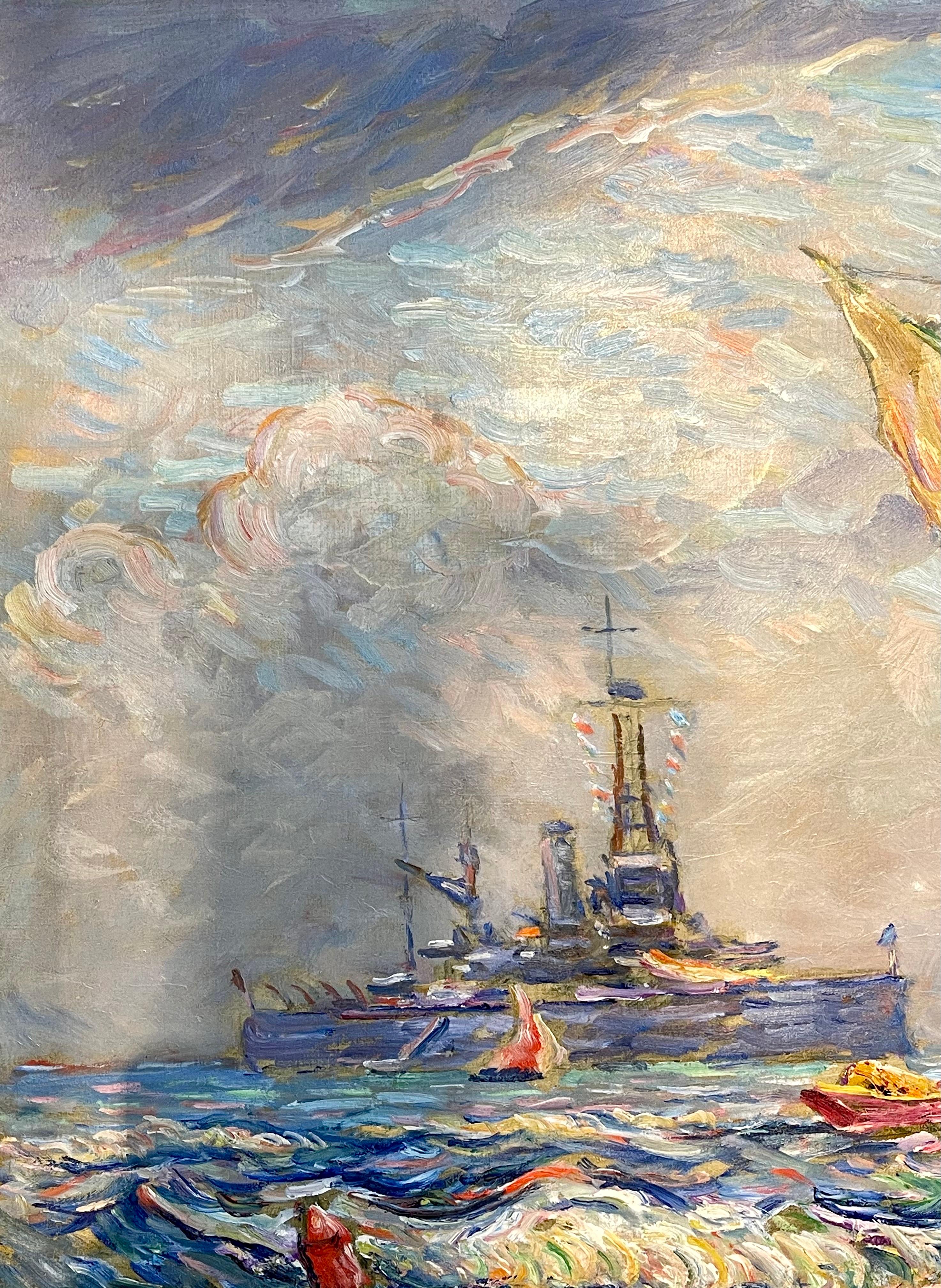 Reynolds Beal Impressionist Oil on Canvas USS Utah Rockport Mass For Sale 3