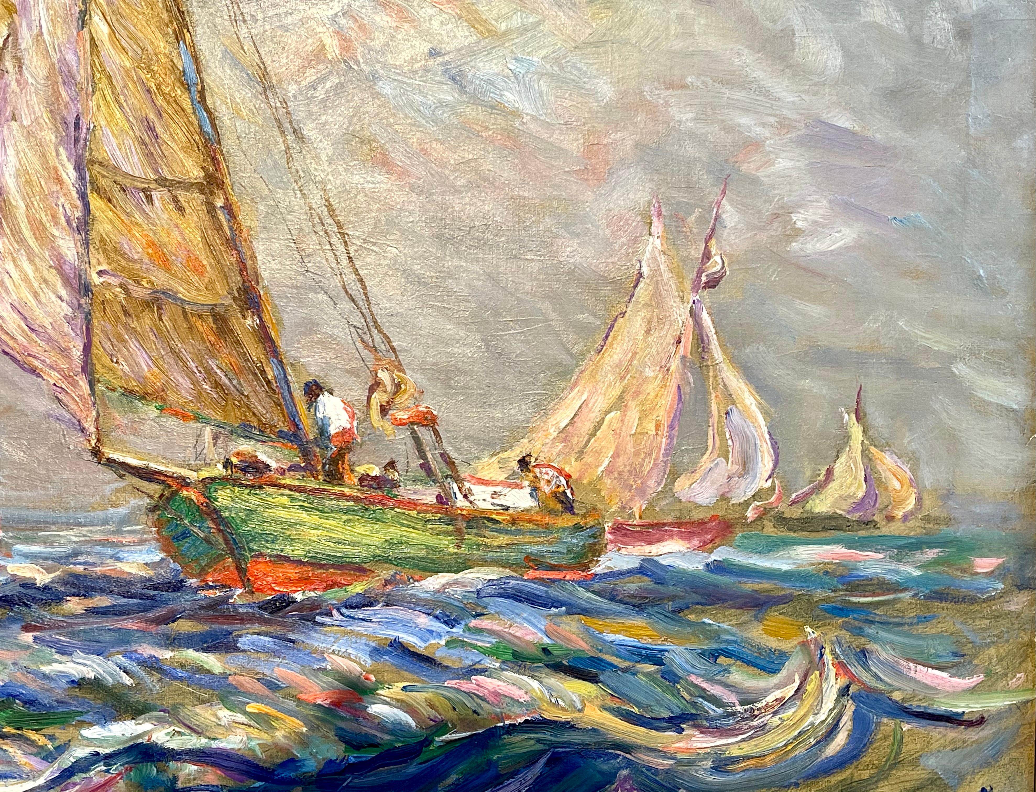 Reynolds Beal Impressionist Oil on Canvas USS Utah Rockport Mass For Sale 1