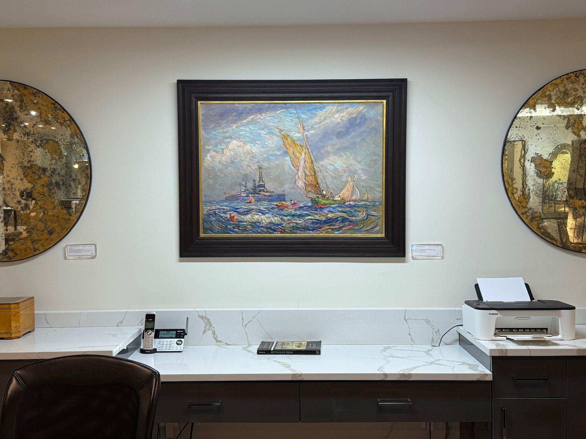 Reynolds Beal, Impressionist Oil Painting, USS Utah Rockport Mass, American 1928 For Sale 5