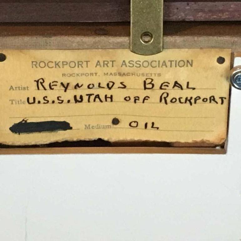 Reynolds Beal, Impressionist Oil Painting, USS Utah Rockport Mass, American 1928 For Sale 7