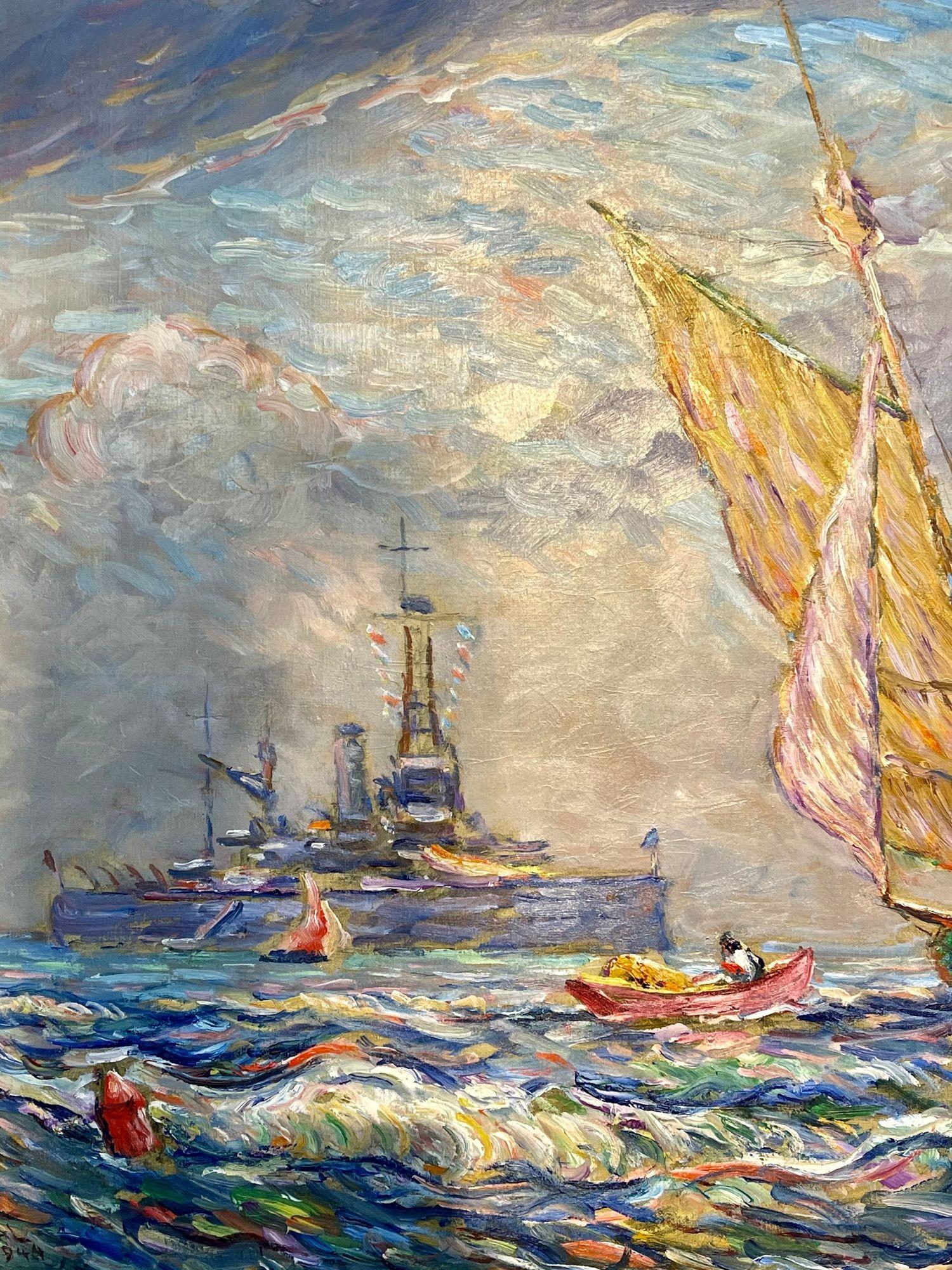 Reynolds Beal, Impressionist Oil Painting, USS Utah Rockport Mass, American 1928 For Sale 3