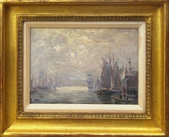 "Moonlight Harbor" Reynolds Beal, Early 20th Century, Impressionist Nocturne