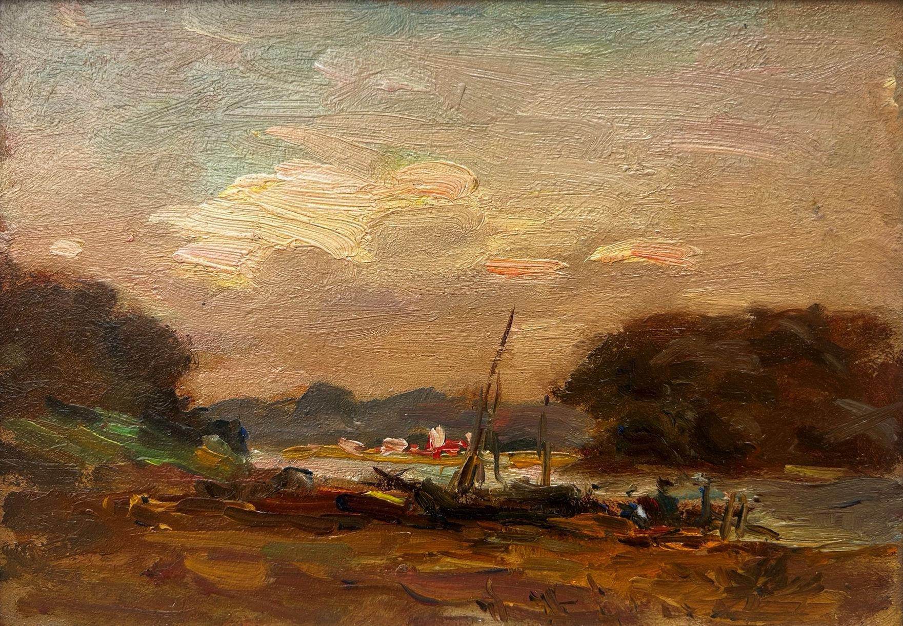 "Old Mystic, Connecticut" Reynolds Beal, Atmospheric Sunset, Impressionist Scene