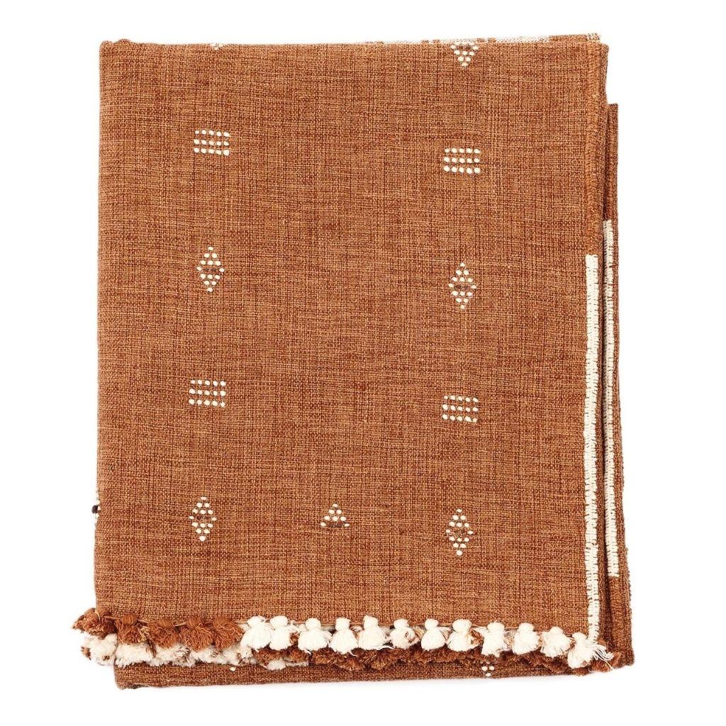 Contemporary REYTI Earthy Minimal Pattern Handloom King Bedspread / Duvet in Organic Cotton