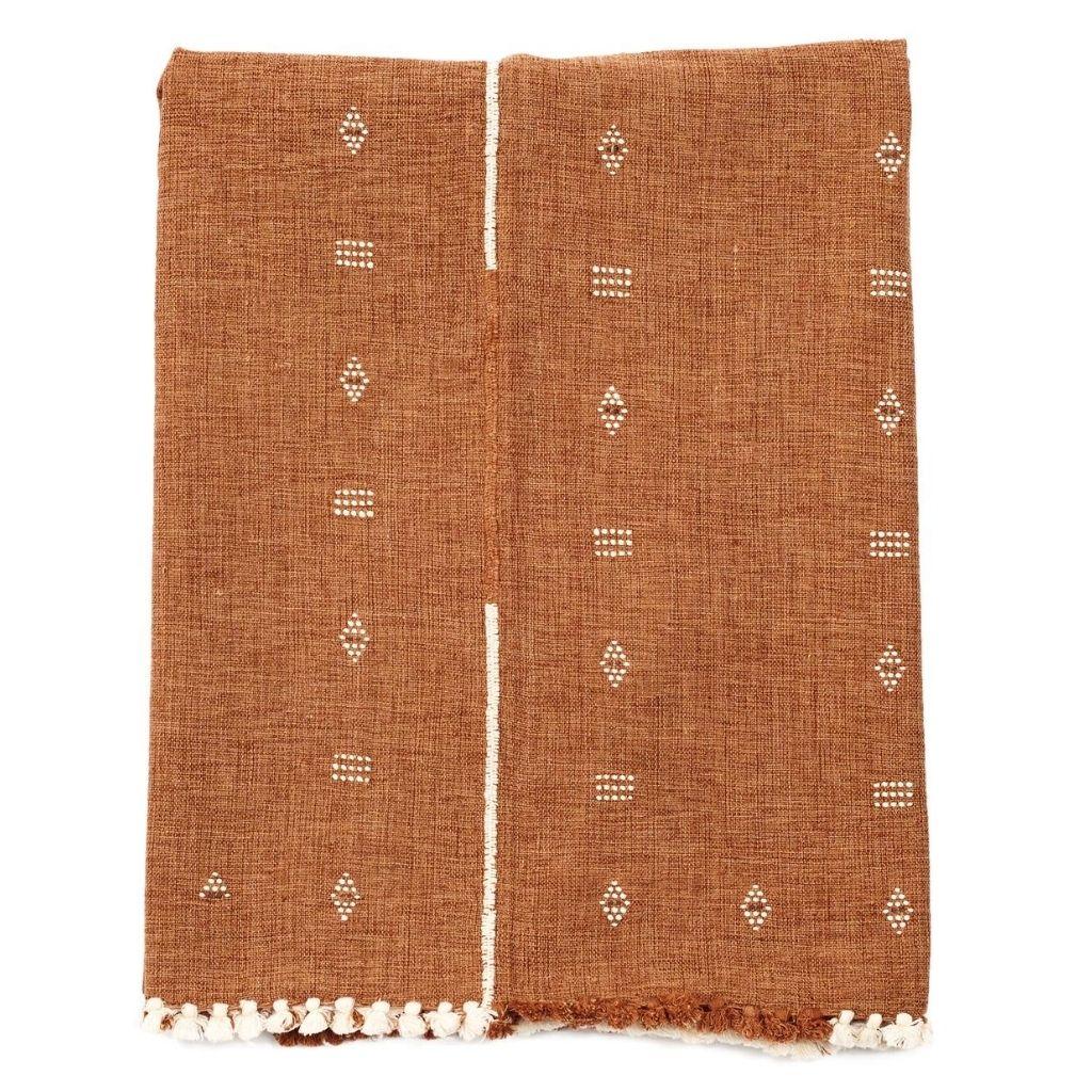REYTI Earthy Hues Minimal Pattern Handloom Throw / Blanket In Organic Cotton For Sale 1