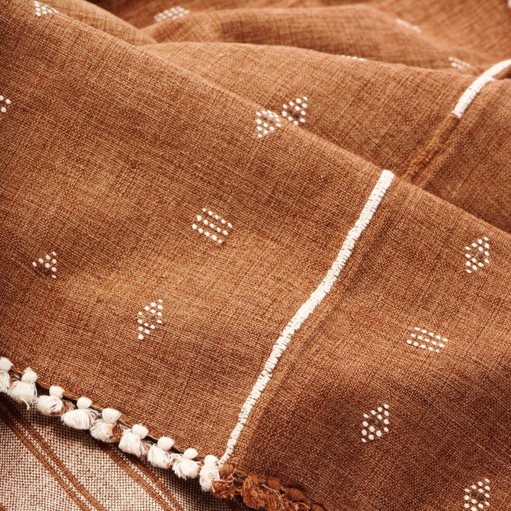 REYTI Earthy Hues Minimal Pattern Handloom Throw / Blanket In Organic Cotton For Sale 4
