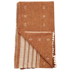 REYTI Earthy Hues Minimal Pattern Handloom Throw / Blanket In Organic Cotton