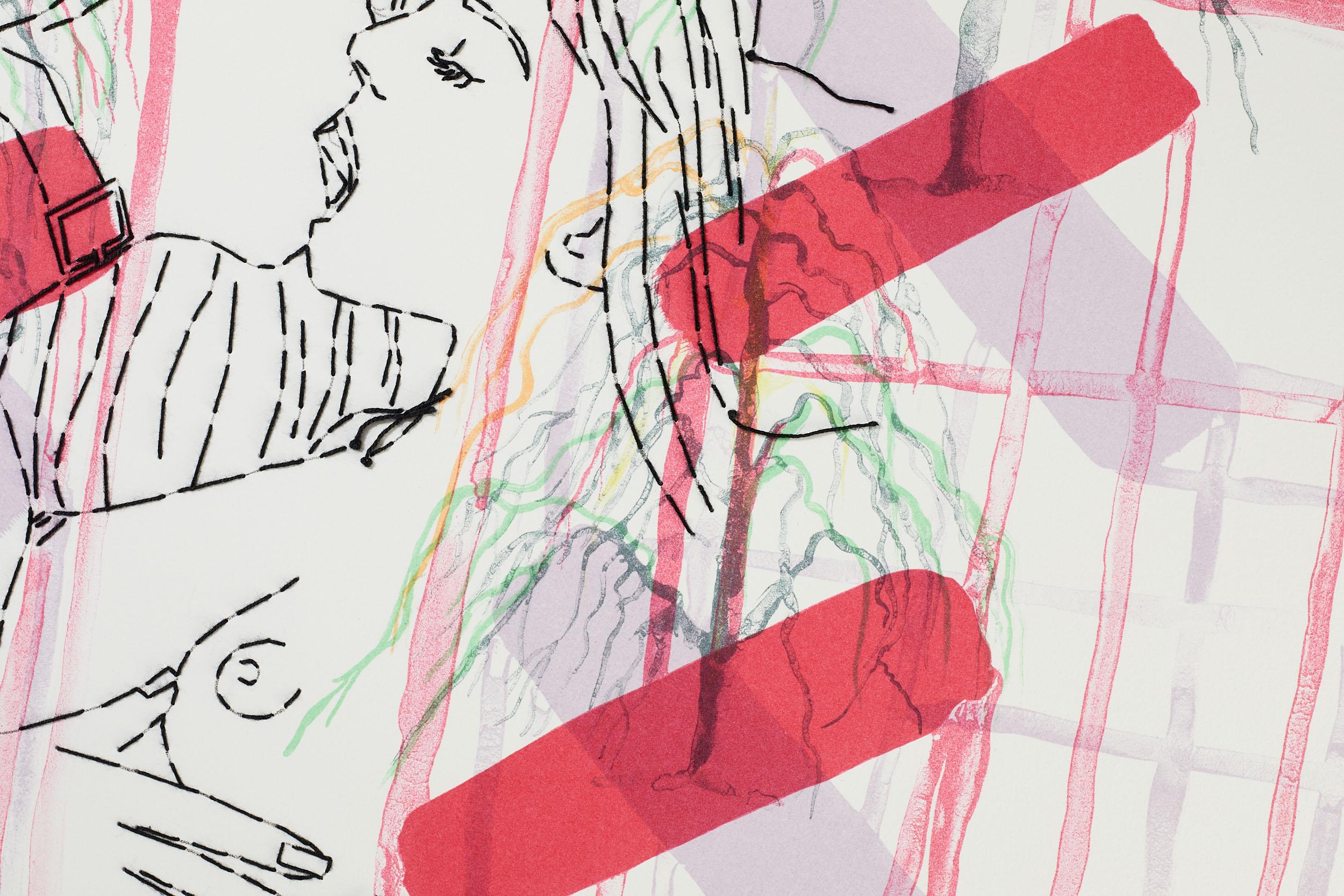 Kuss Kreuz (Grau), Print, von Reza Farkhondeh & Ghada Amer