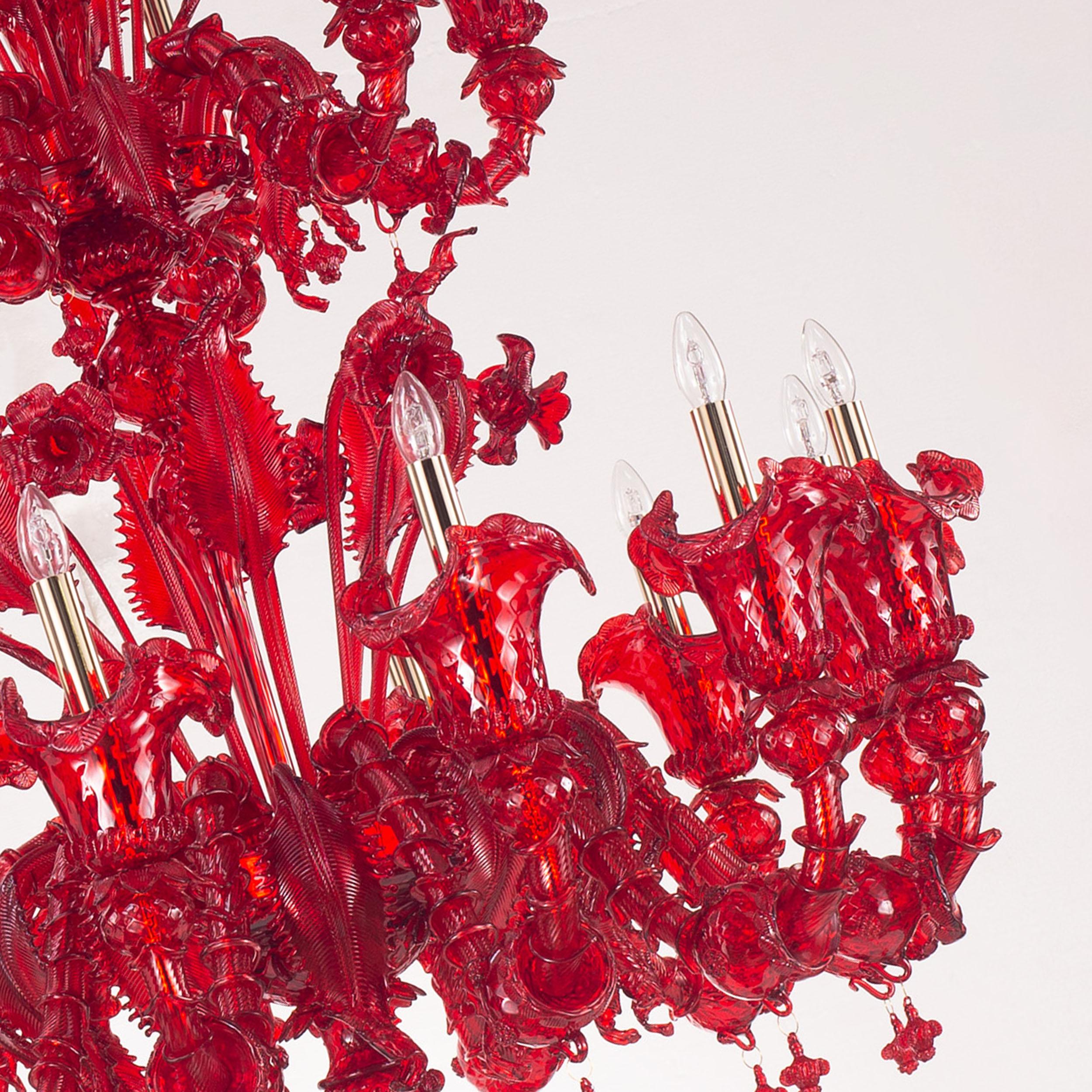 Rezzonico Chandelier, 12+6 arms, multi-tiered, red Murano glass by Multiforme In New Condition For Sale In Trebaseleghe, IT