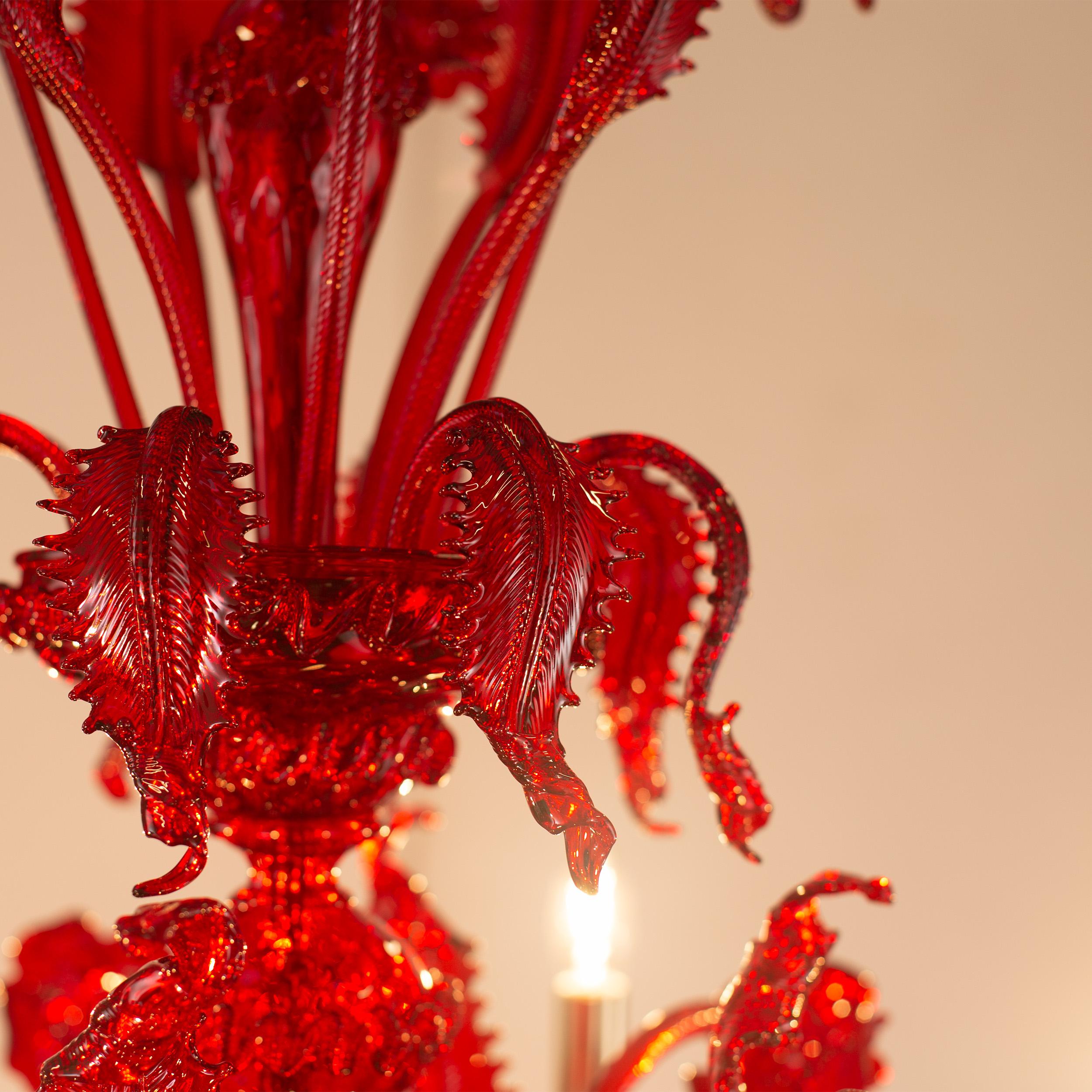 Araña Rezzonico, 12+6 brazos, varios niveles, cristal de Murano rojo by Multiforme Vidrio soplado en venta