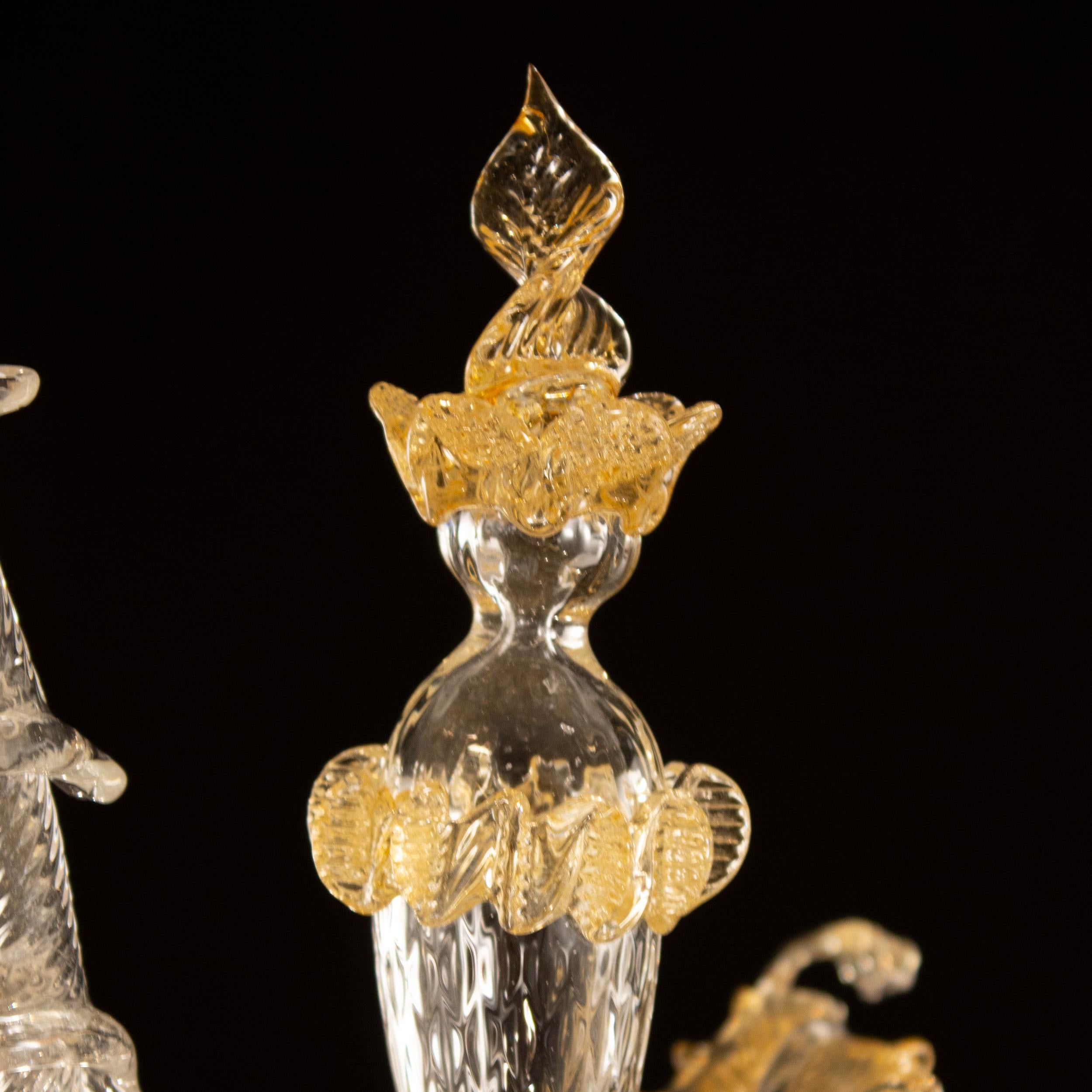 Rezzonico Chandelier 6 arms Crystal Amber Murano Glass Caesar by Multiforme For Sale 1
