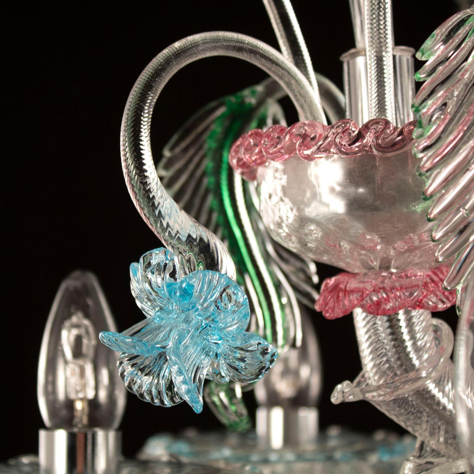 Lustre Rezzonico à 6 bras en verre de Murano multicolore et détails multicolores en vente 3