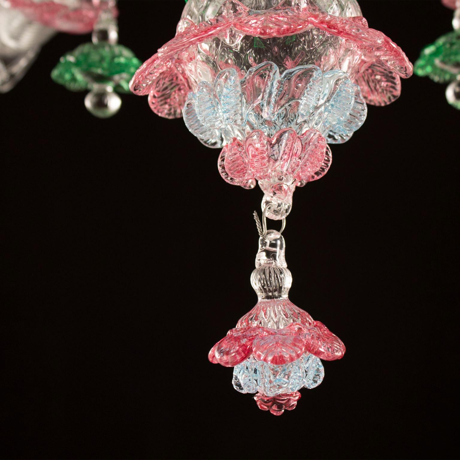 Lustre Rezzonico à 6 bras en verre de Murano multicolore et détails multicolores en vente 4