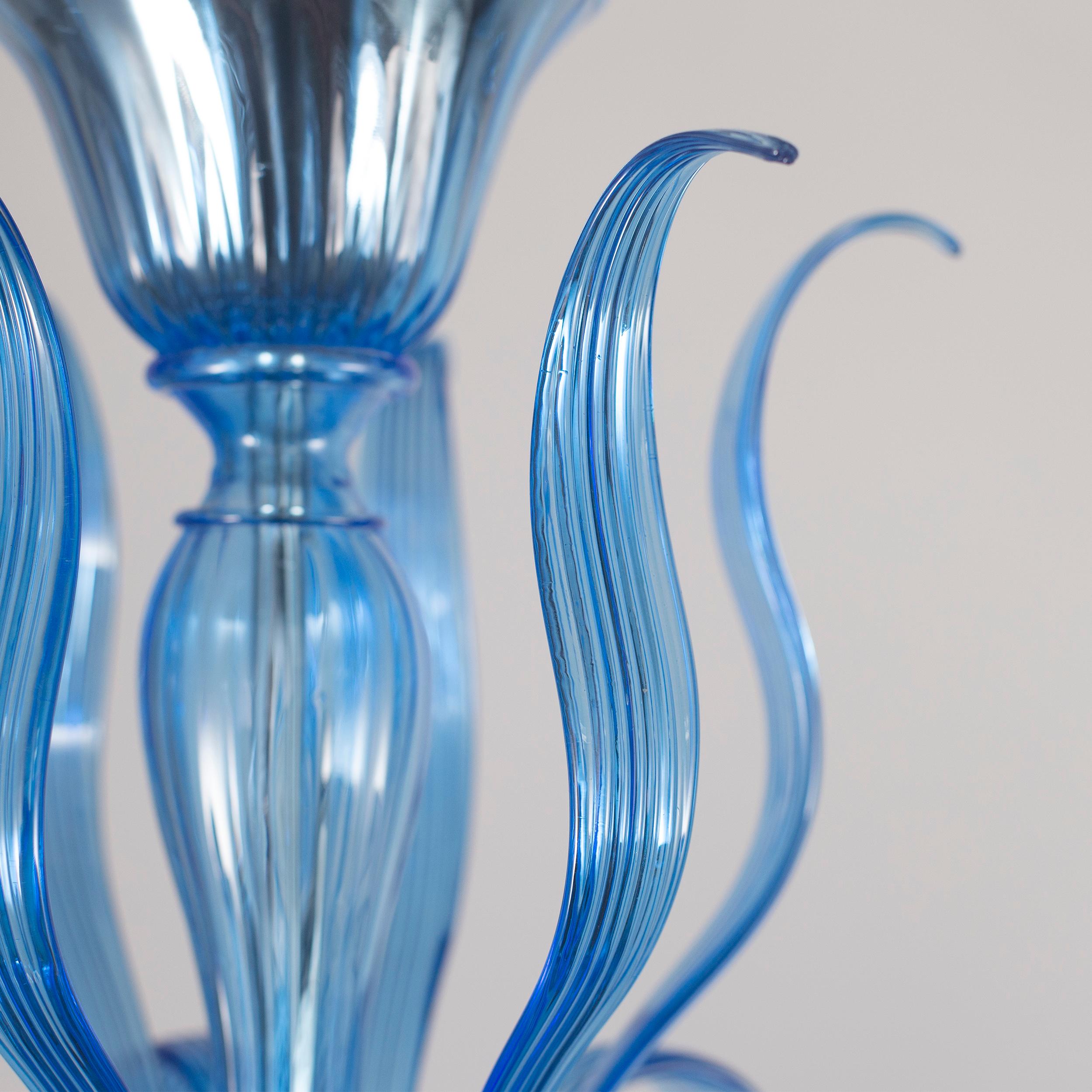 Rezzonico Kronleuchter 6+3 Arme Blau Murano Glas Fluage von Multiforme (21. Jahrhundert und zeitgenössisch) im Angebot