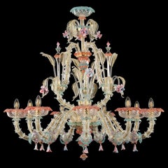 Rezzonico Chandelier 9 Arms Artistic Crystal Gold Glass Caesar by Multiforme