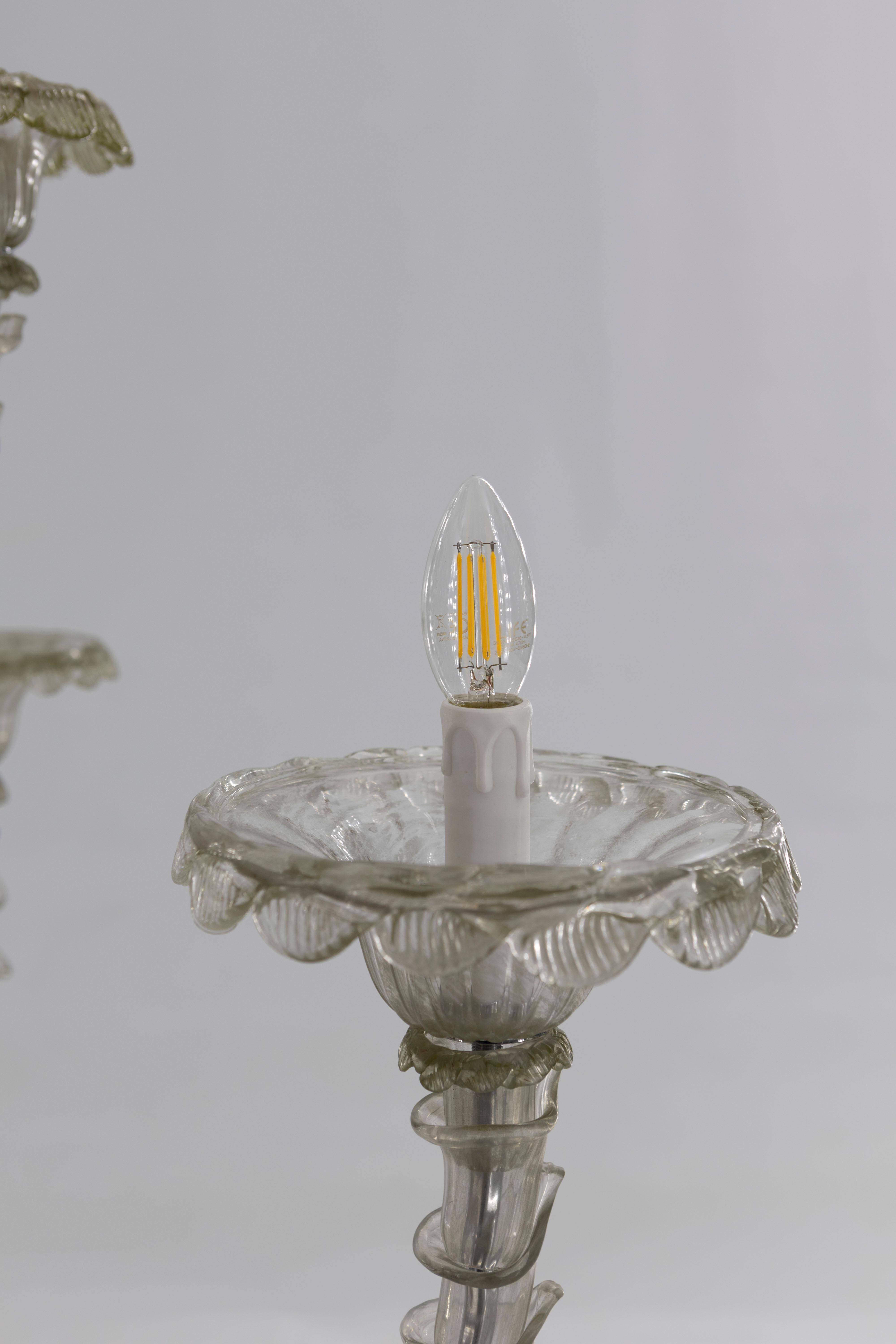 Rezzonico Chandelier in blown Murano Glass green pagliesco contemporary  Italy For Sale 5