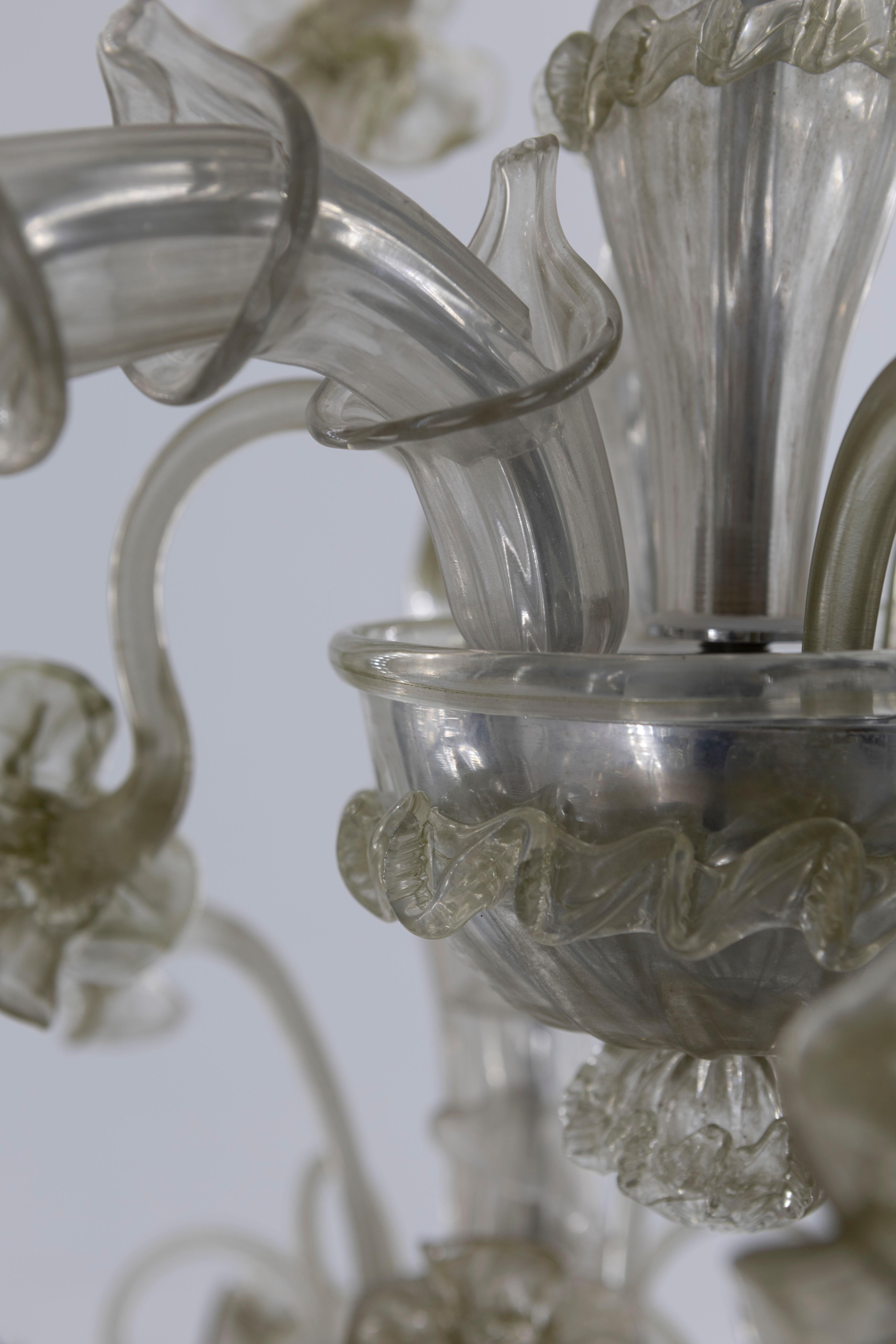 Rezzonico Chandelier in blown Murano Glass green pagliesco contemporary  Italy For Sale 6
