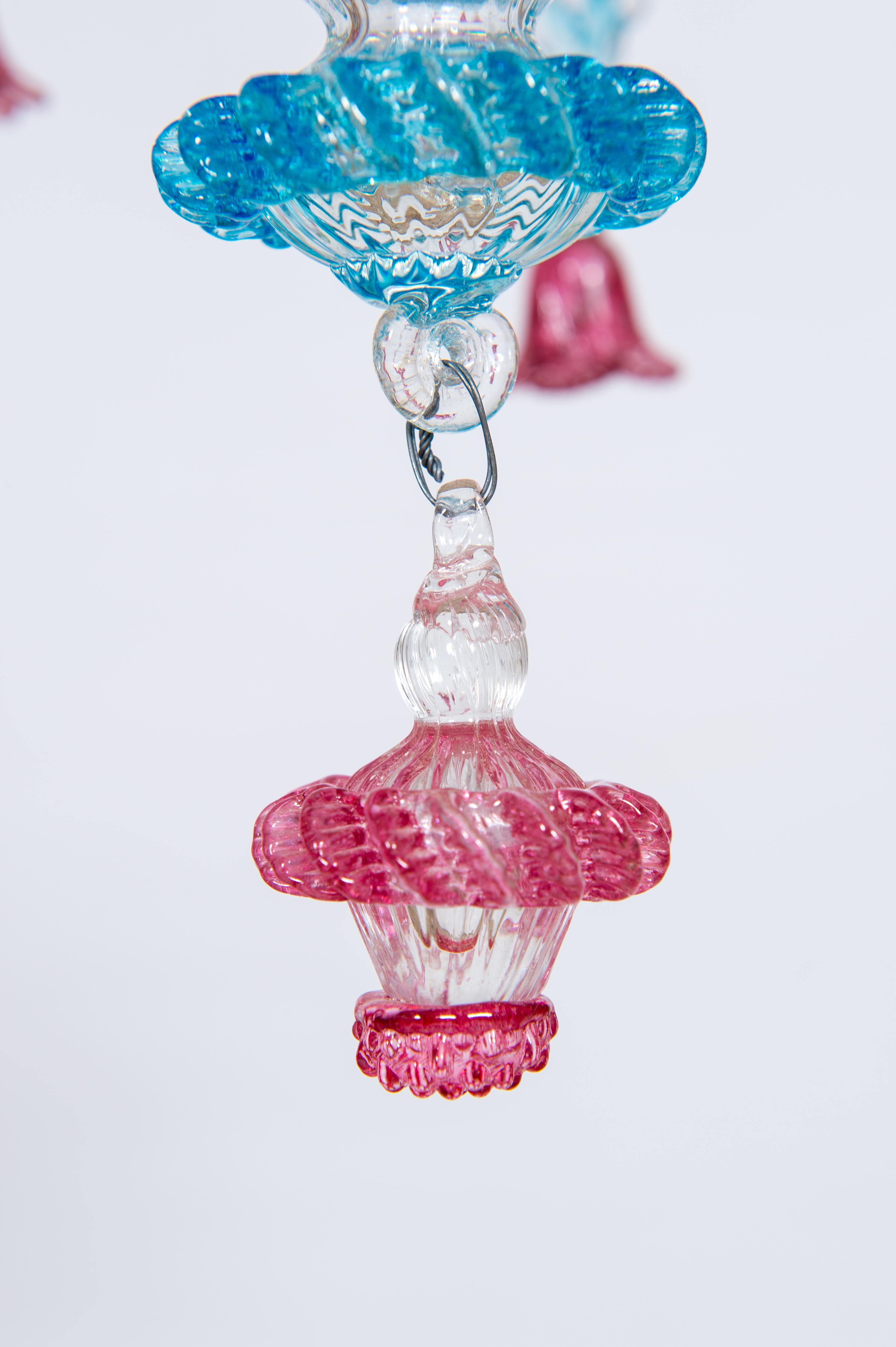 Rezzonico Chandelier in Blown Murano Glass with Glass Paste Flowers, Italy 8