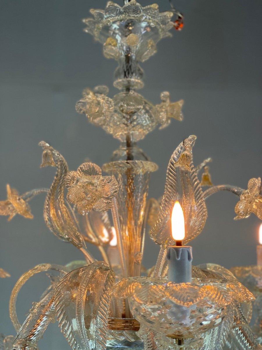 Rezzonico Chandelier, Venice, Golden Murano Glass Circa 1920 For Sale 1